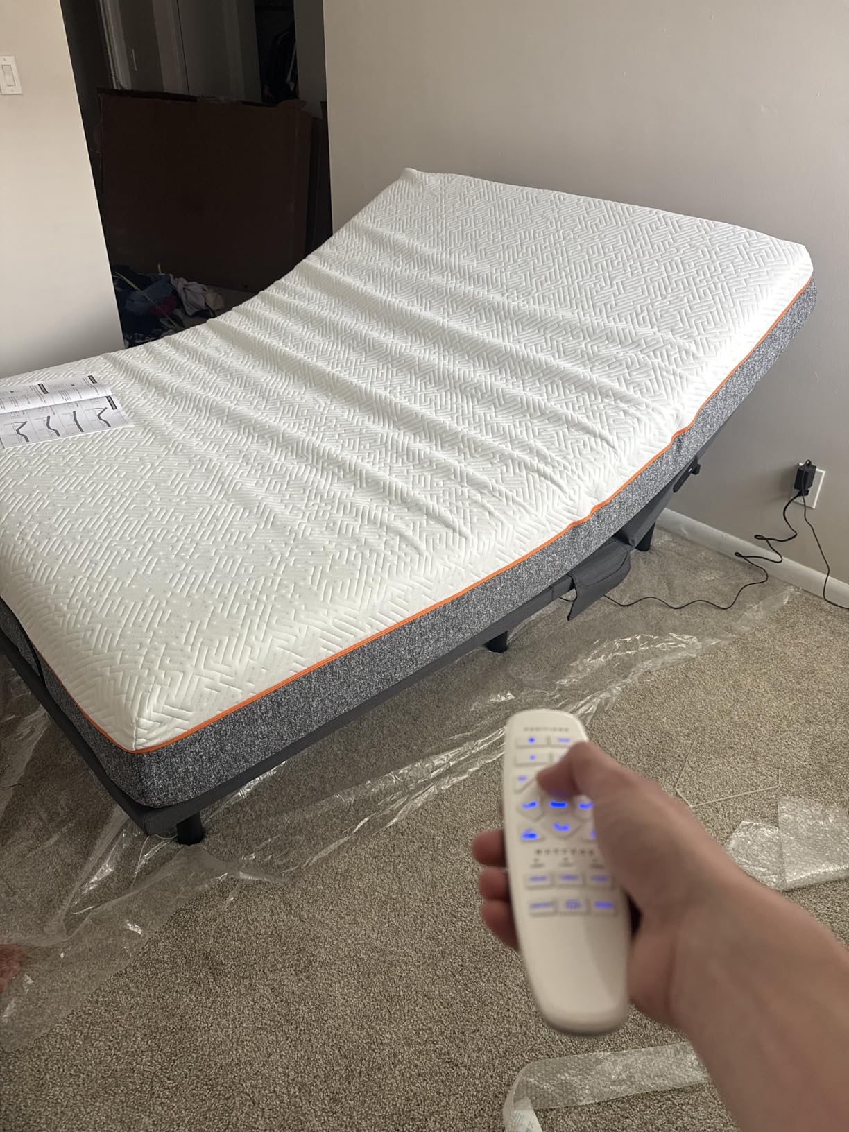 Marsail MS01-1 Queen Adjustable Bed Base with Massage, 4 Ports USB A&C Adjustable Bed Frame with Under-Bed Nightlight, 3 Minutes Fast Assembly, Wireless Control Adjustable Bed with 4 Height Options customer photo 1