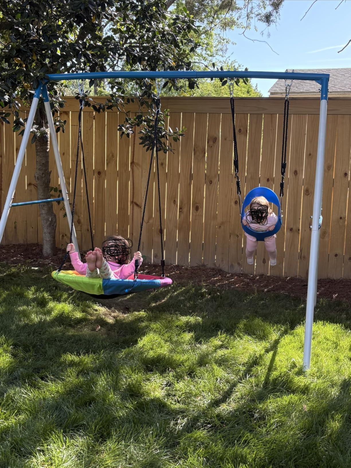 Trekassy Swing Sets for Backyard,440lbs A-Frame with Saucer & Toddler Swing customer photo 2