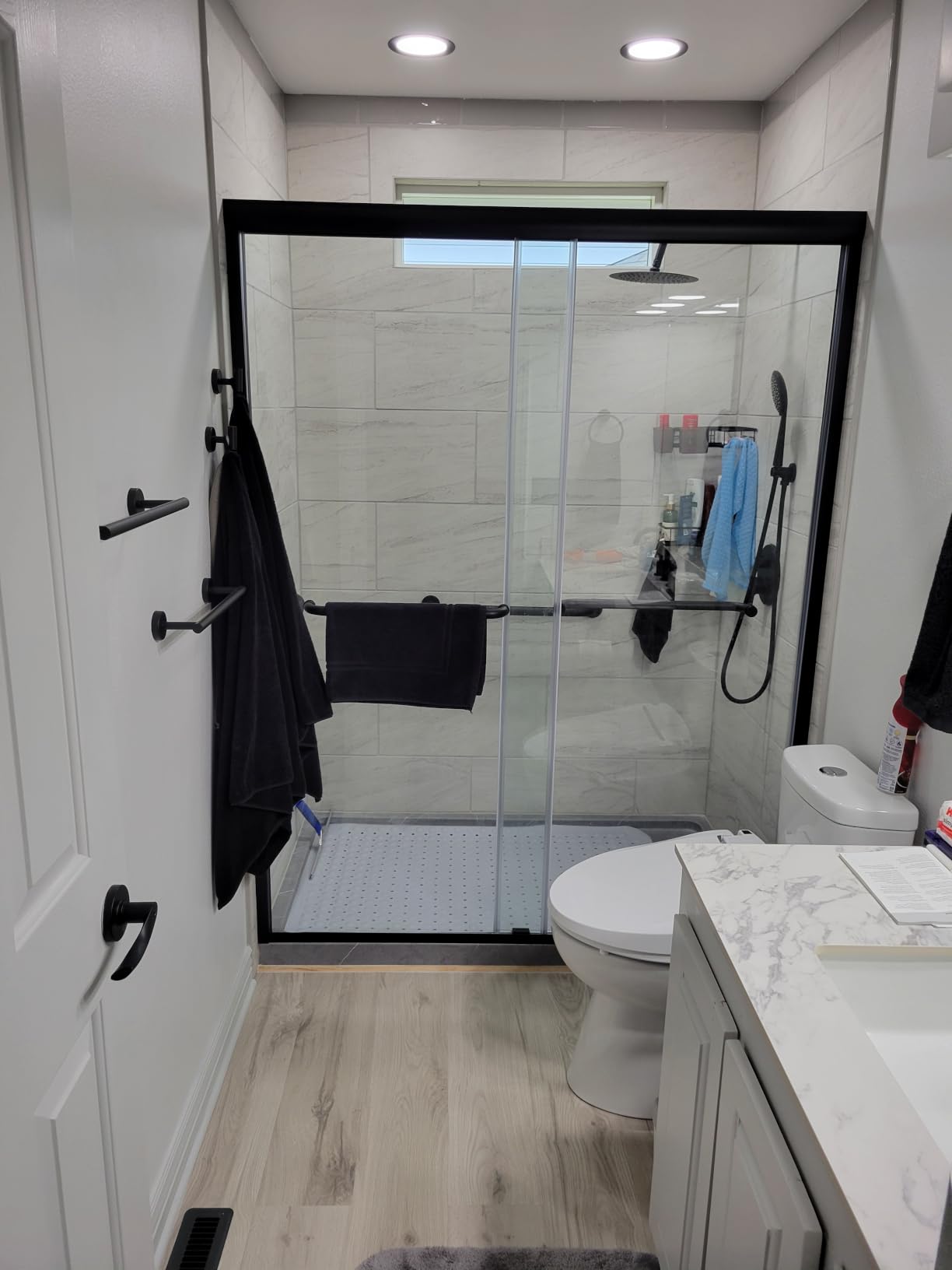 GETPRO Pivot Hinged Shower Door Frameless 32 in. W x 72 in. H Swing Single Small Shower Door 1/4 in. Tempered Glass Panel Adjustable Right Hinged Bathroom Door for Shower Chrome Hardwares customer photo 2