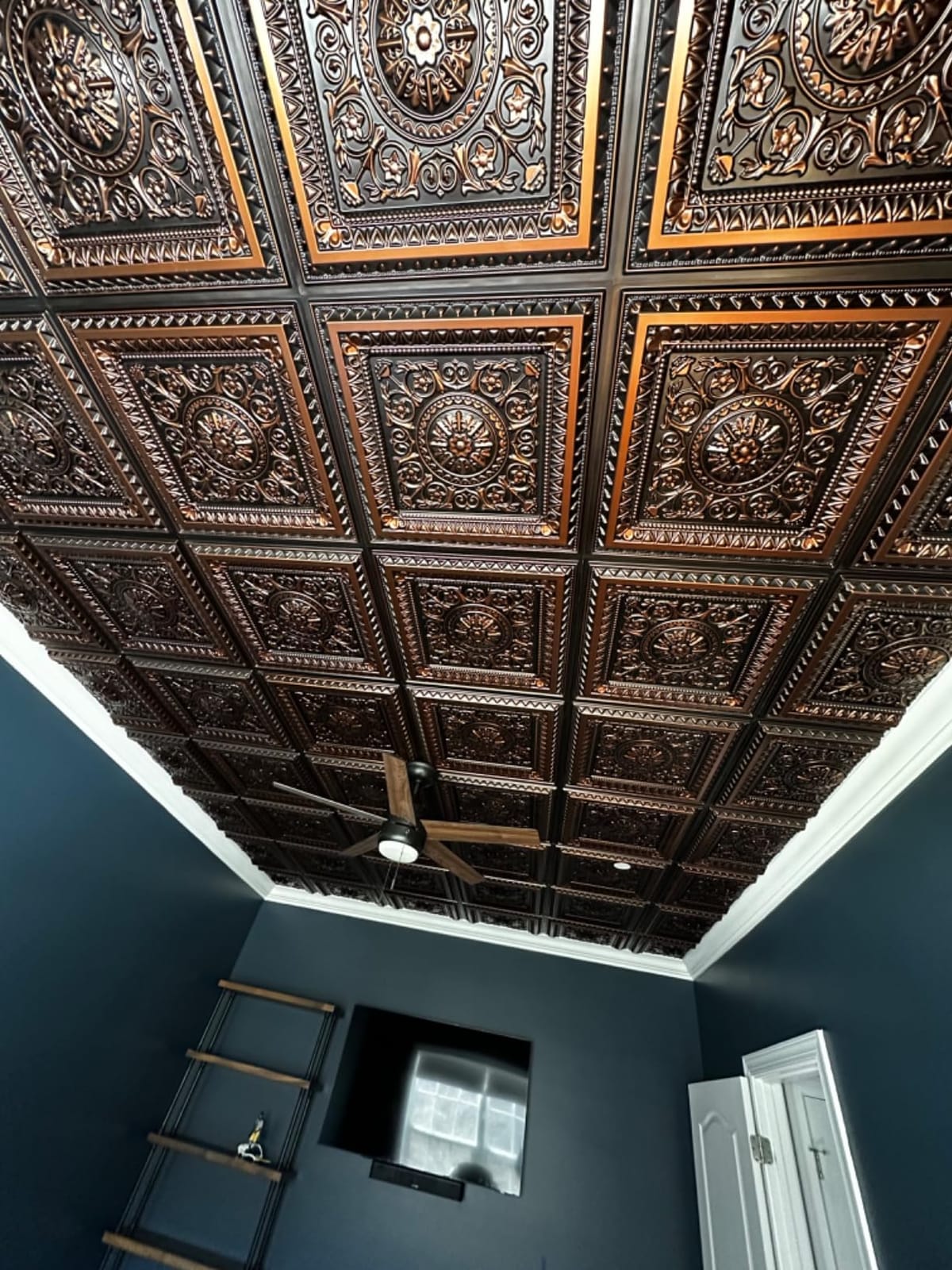 from Plain to Beautiful in Hours 223 La Scala PVC 2' x 2' Glue-up or Lay-in Ceiling Tile (Covers / 40 sq.ft), Vintage Tin, 10 Piece customer photo 2