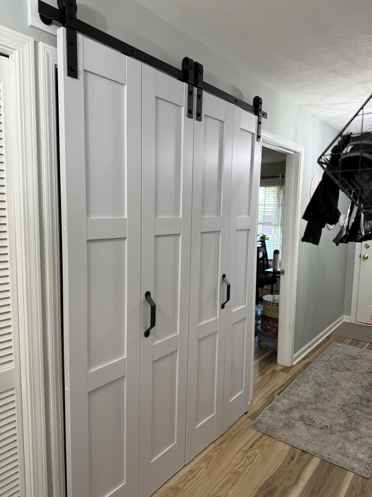FREDBECK Bi fold Barn Doors 48X84(Double 24x84) Folding Doors for Closet | White,with 52
