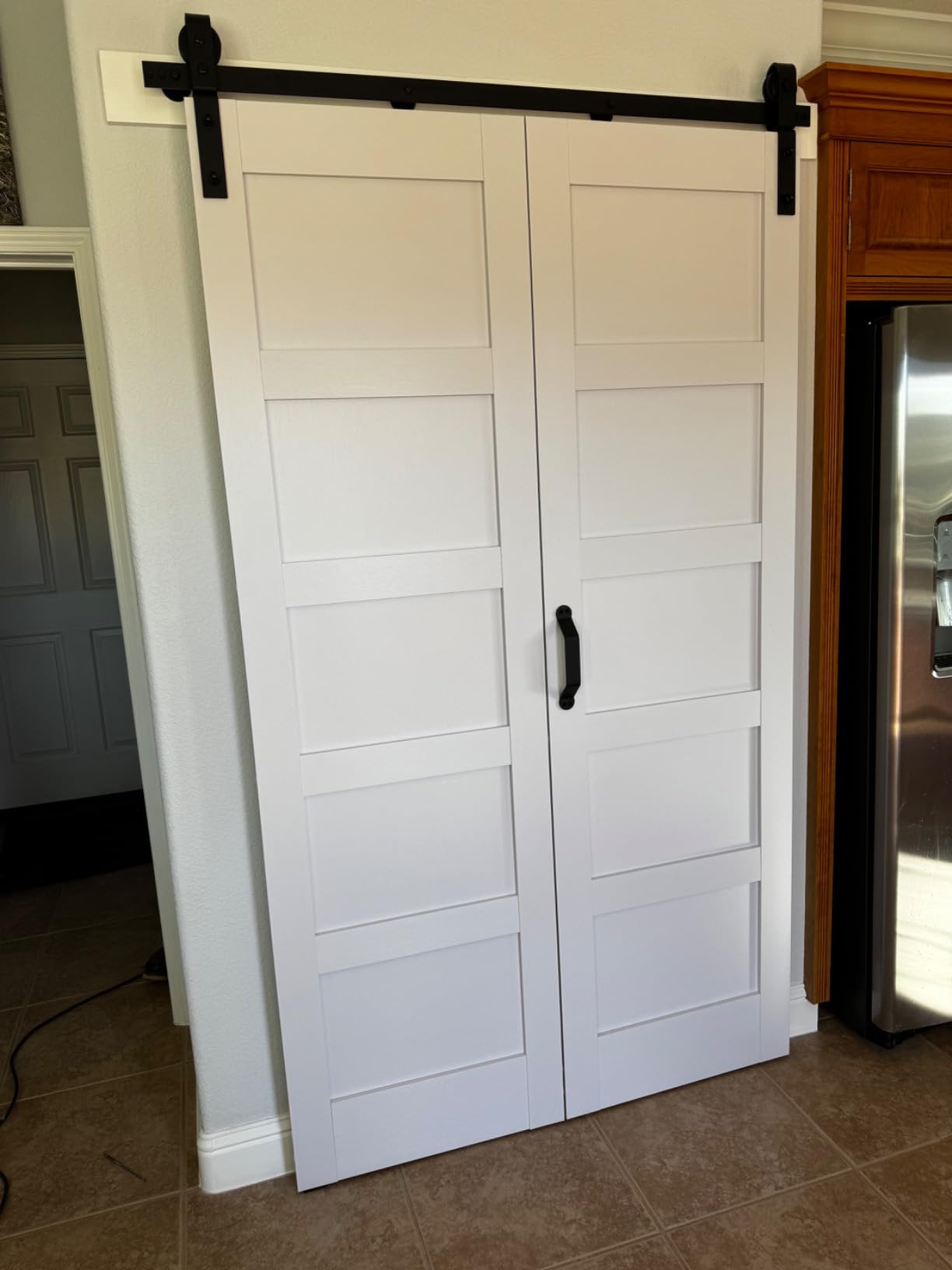 FREDBECK Bi fold Barn Doors 48X84(Double 24x84) Folding Doors for Closet | White,with 52