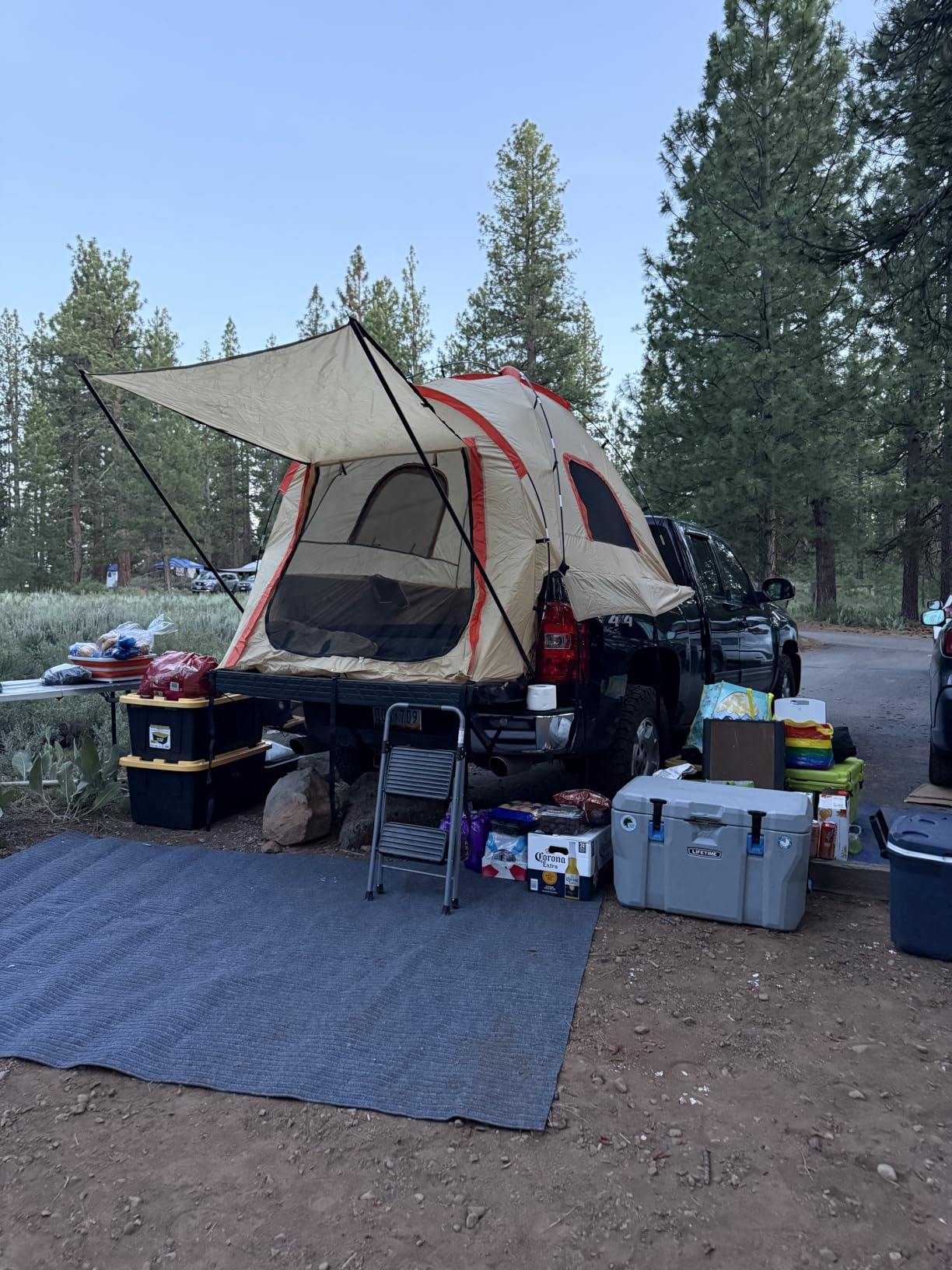 Pickup Truck Tent with Awning Shade,Waterproof PU5000mm Oxford for 5.5-6.3 FT Truck Bed for Camping Travel Outdoor Activities for Chevy Silverado 1500,Ram 1500/Dakota,F150,GMC 1500,Titan,Tundra customer photo 2