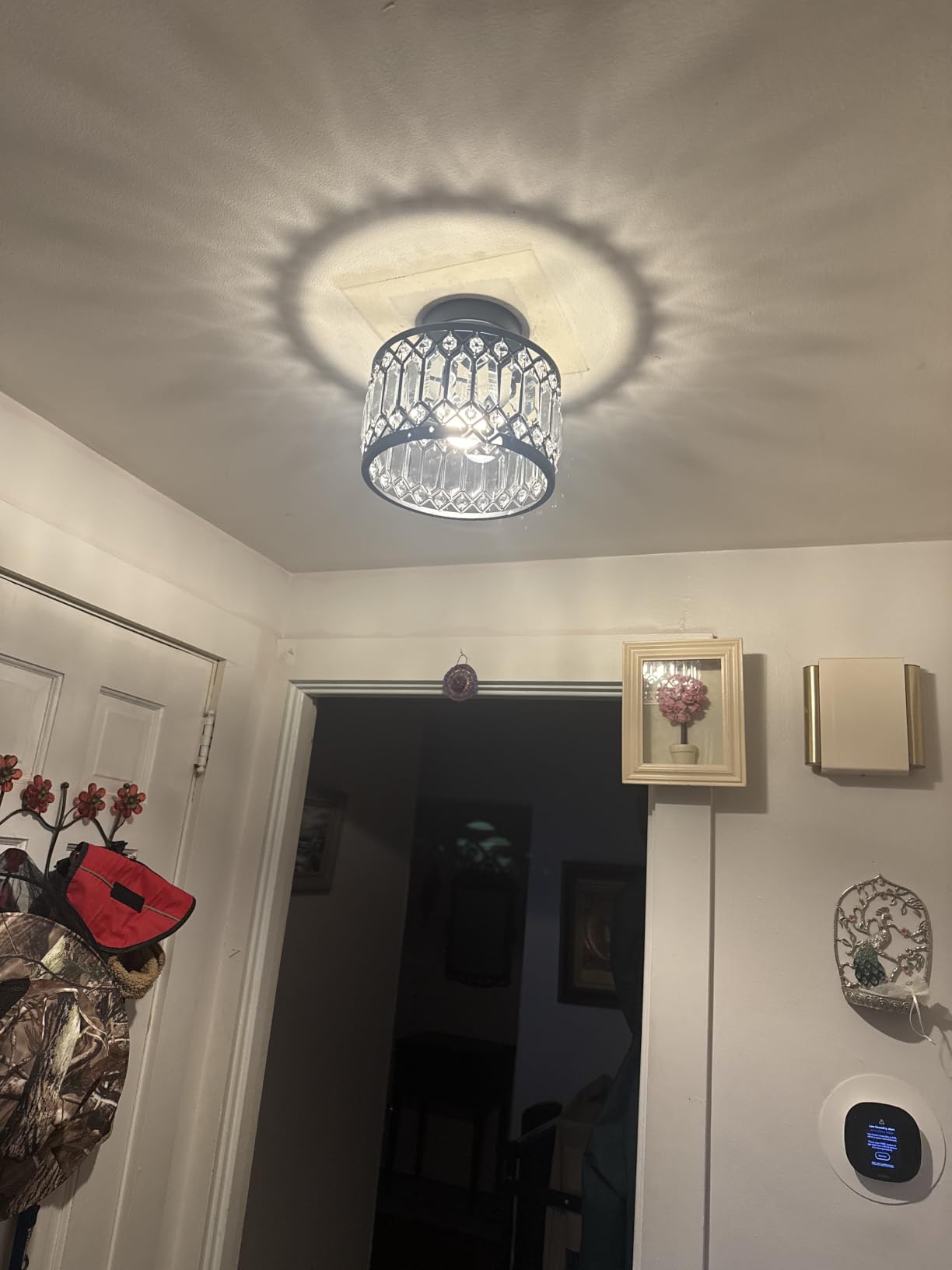 Pevfah Crystal Black Ceiling Light, 3-Light Semi Flush Light Fixture, 12 in customer photo 1