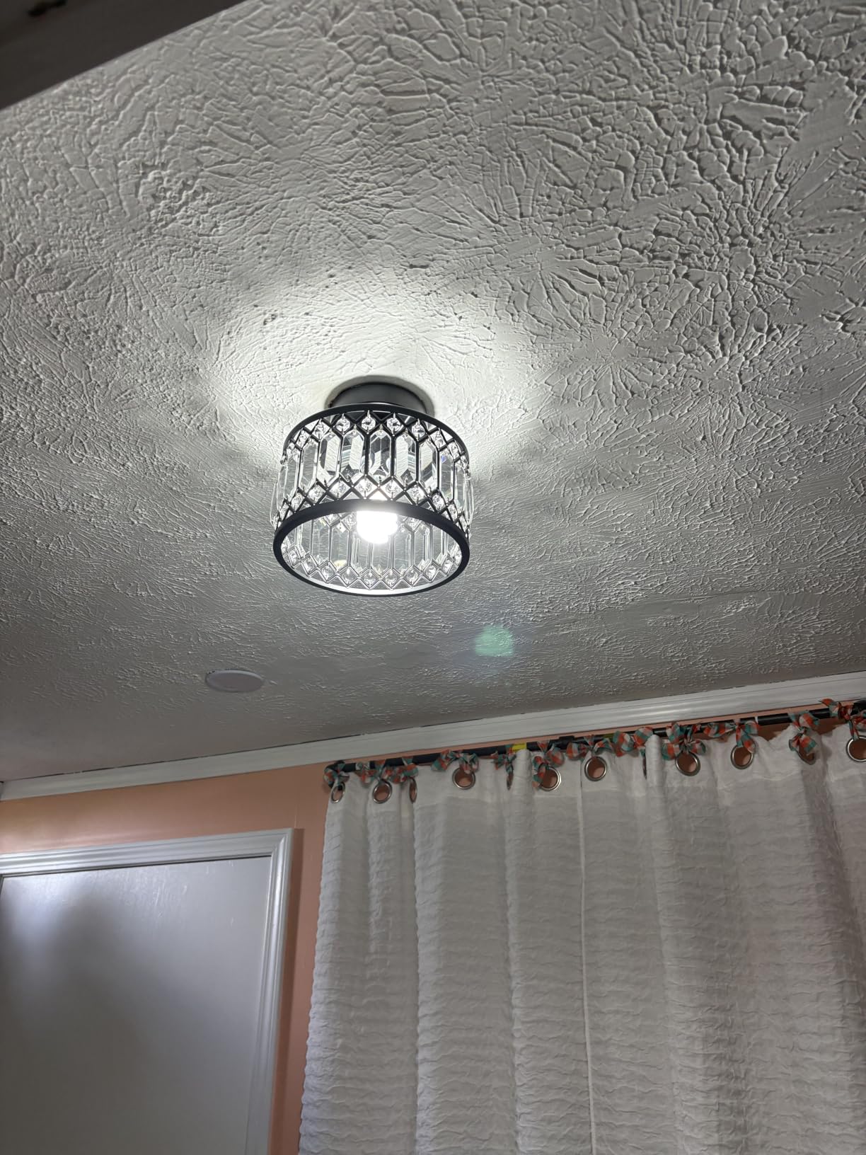 Pevfah Crystal Black Ceiling Light, 3-Light Semi Flush Light Fixture, 12 in customer photo 2