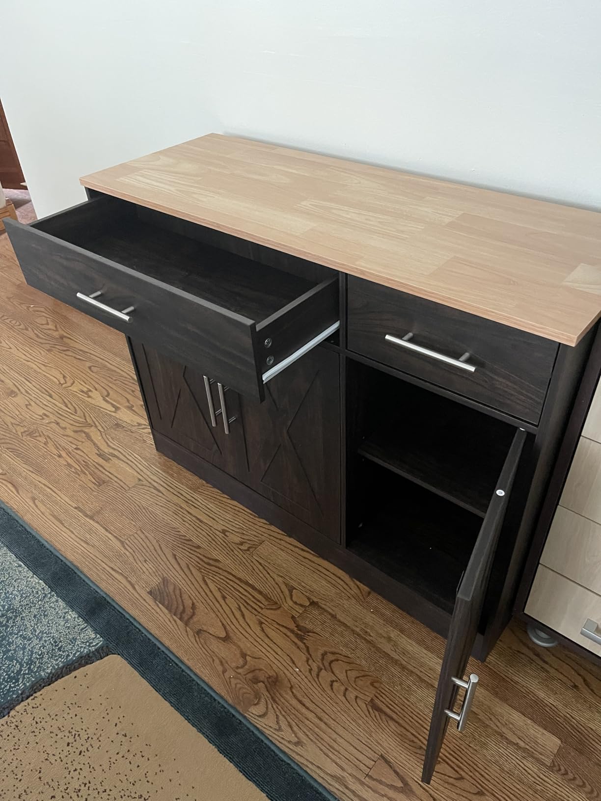 Shintenchi Modern Farmhouse Sideboard Buffet Cabinet with Storage with 3 Doors,42