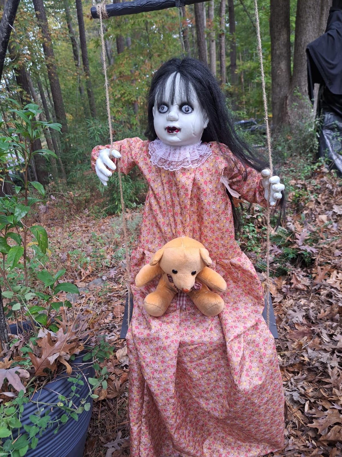 Scary Halloween Decorations Outdoor, 45-Inch Hanging Swinging Doll Girl customer photo 1