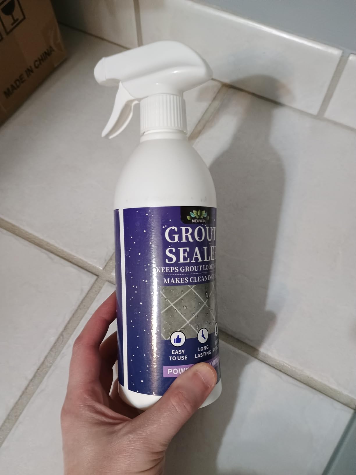 Meuvcol Grout Sealer,17.6 OZ Waterproof Grout Sealer for Shower, Floor, Kitchen - 100% Safe Tile Sealer Spray - Long Lasting Clear Grout Sealant for Stone, Bathroom, Marble - Indoor & Outdoor customer photo 1