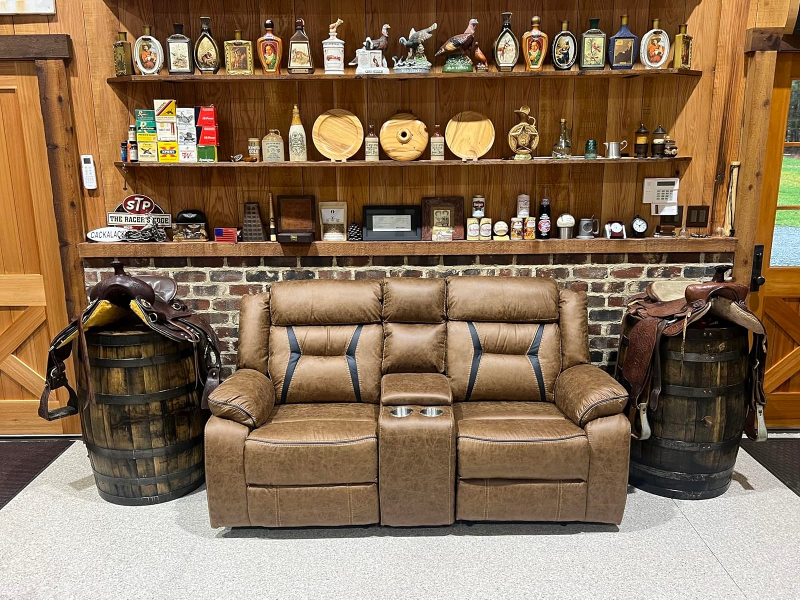 EBELLO Faux Leather Manual Reclining Sofa, 3 Seat Recliner Sofa Chair, Couch Furniture for Living Room, Furniture, Meeting Room, Brown (3 Seat Sofa) customer photo 2