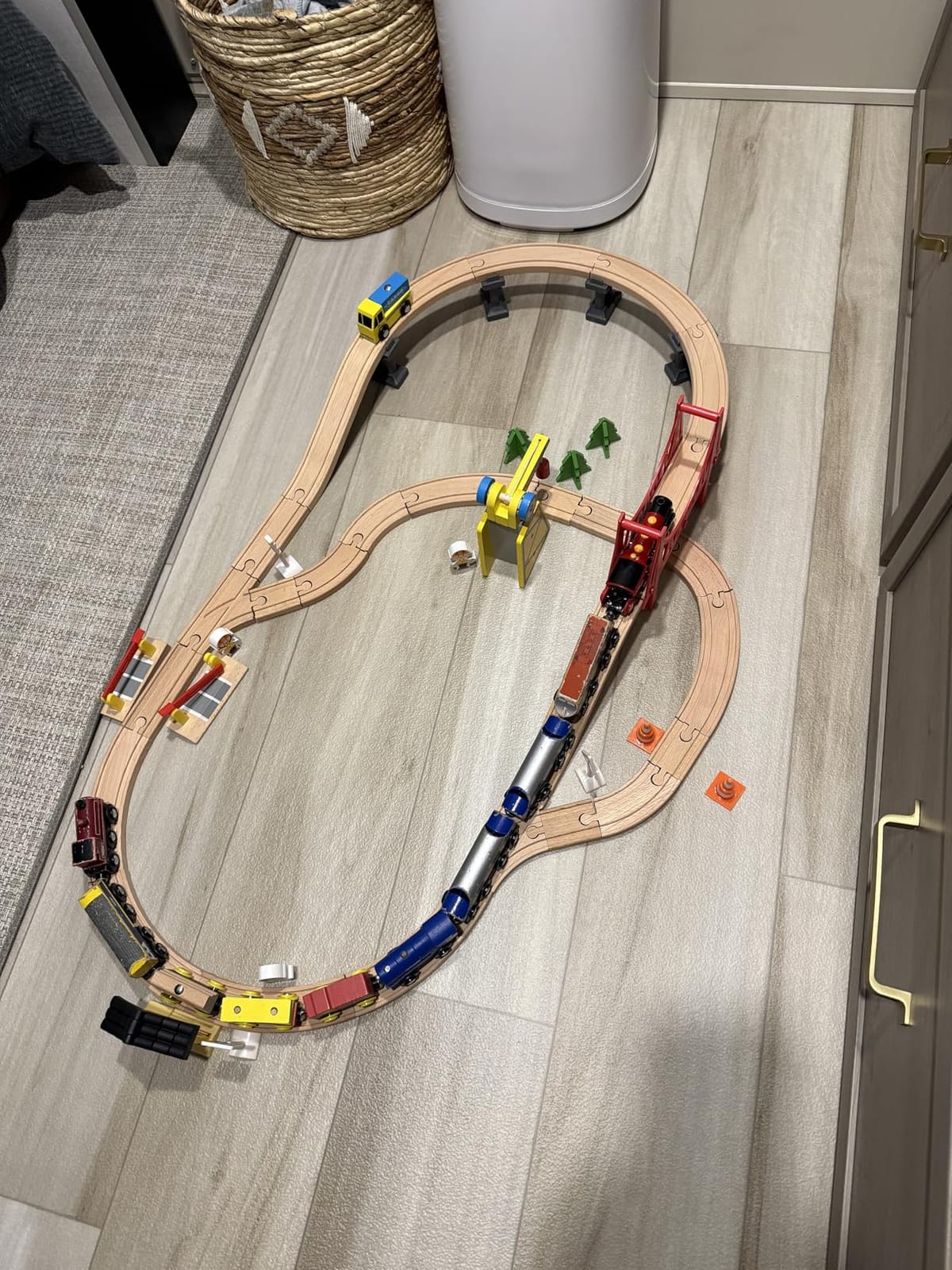 60PCS Wooden Train Set - Toy Magnetic Trains with Wooden Track Set for Kids Ages 3-8, Construction Crane Railway Set, Perfect Easter Birthday Gift for Grandkids Toddlers Boys Girls customer photo 1