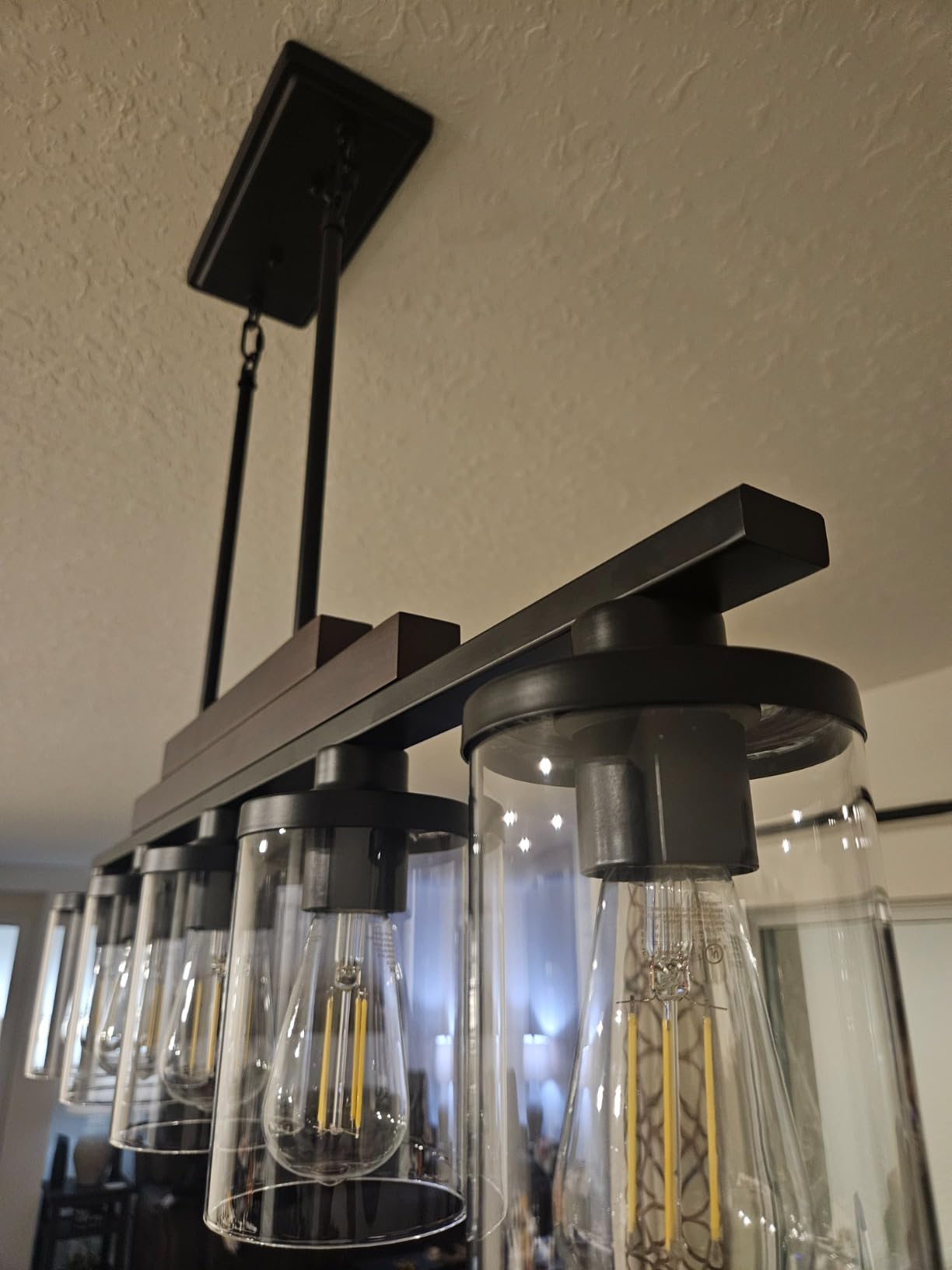 Farmhouse Chandelier 6-Light Dining Room Light Fixture Over Table Kitchen Island Lighting Rustic Chandeliers for Dining Light with Glass Shade Wood Pendant Lights Kitchen Island customer photo 2