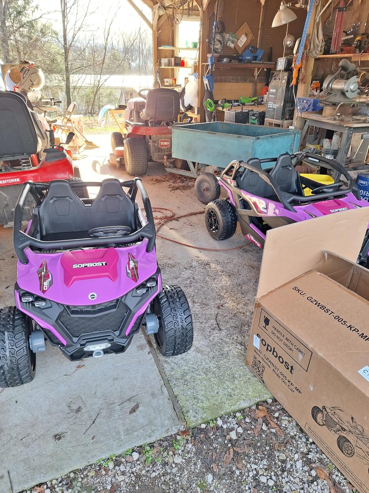 sopbost XL 24V 2-Seater Ride On Toys for Big Kids, Kid's Electric Vehicle W/Remote Control, Bluetooth Music, 4WD Car for Kids to Drive, EVA Tires - Black customer photo 2