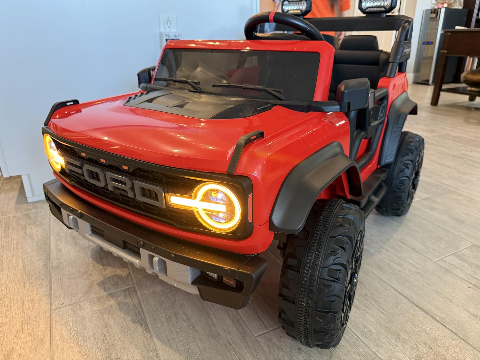 First Ride On Ford Bronco 24V Ride on Toys for Boys & Girls, 2 Seater Kids Electric Car with Remote Control, Kids Ride on Truck with Rear Wheels Suspension, Led Lights, Safety Belt (24V, Red) customer photo 2