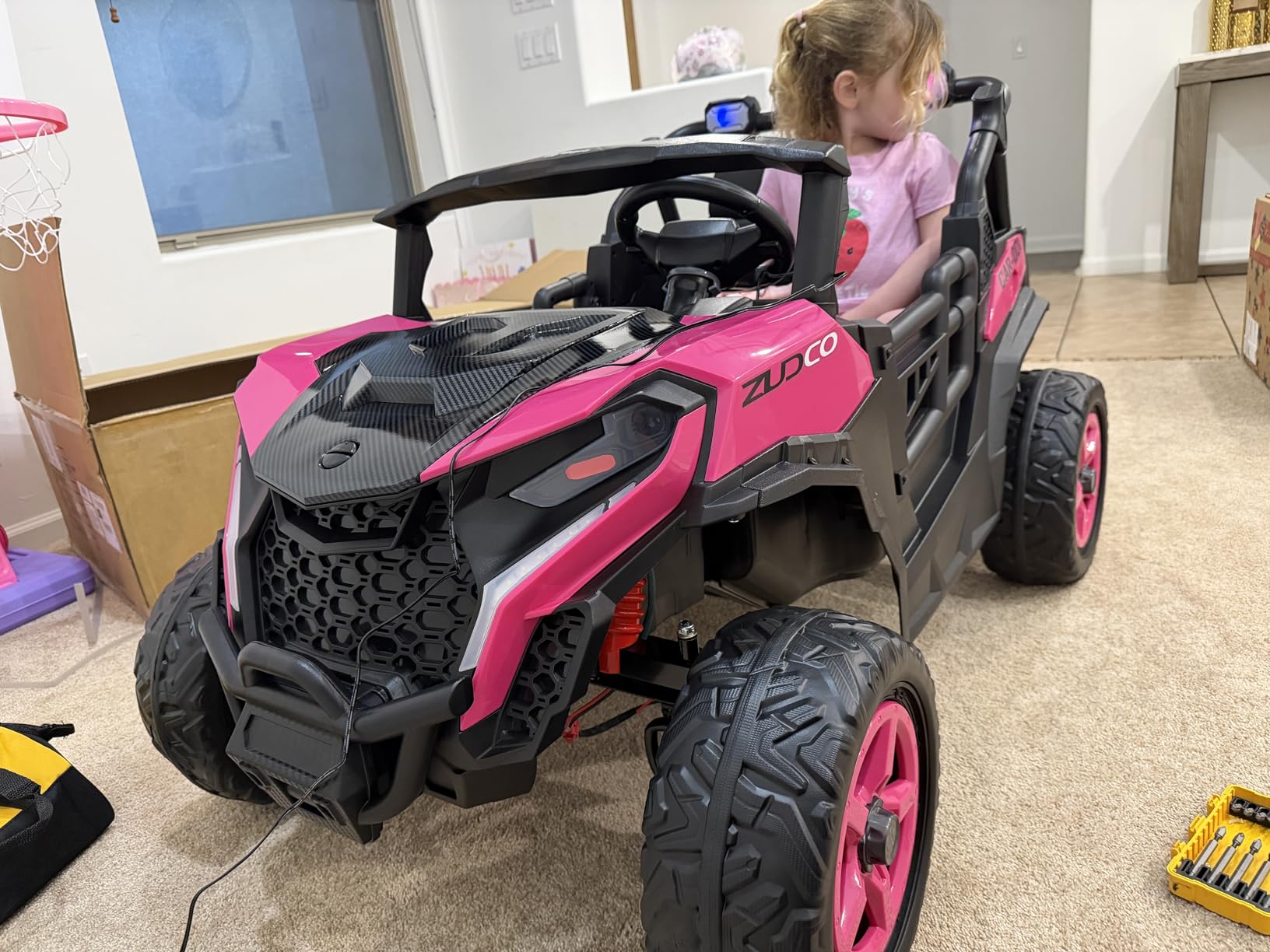 ARBELI 24V 4WD 2 Seater Ride on Toy Car for Kids 3-8, EVA Tires, Pink customer photo 2