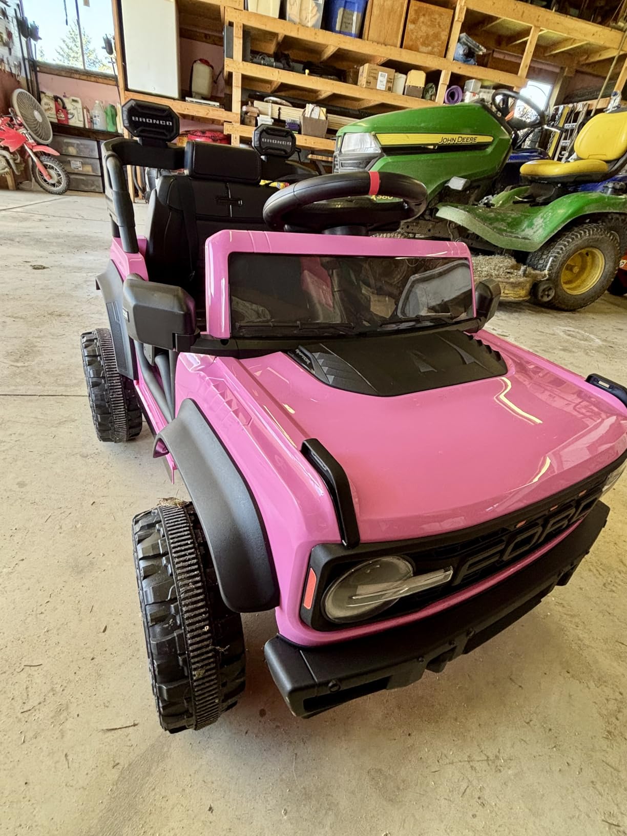 ENYOPRO 12V Licensed Ford Bronco Raptor Ride on Car for Kids, Battery Powered Electric Car for Toddlers w/Remote Control, Spring Suspension, Seat Belt, Bluetooth, Horn, LED Lights, Radio (Black) customer photo 2