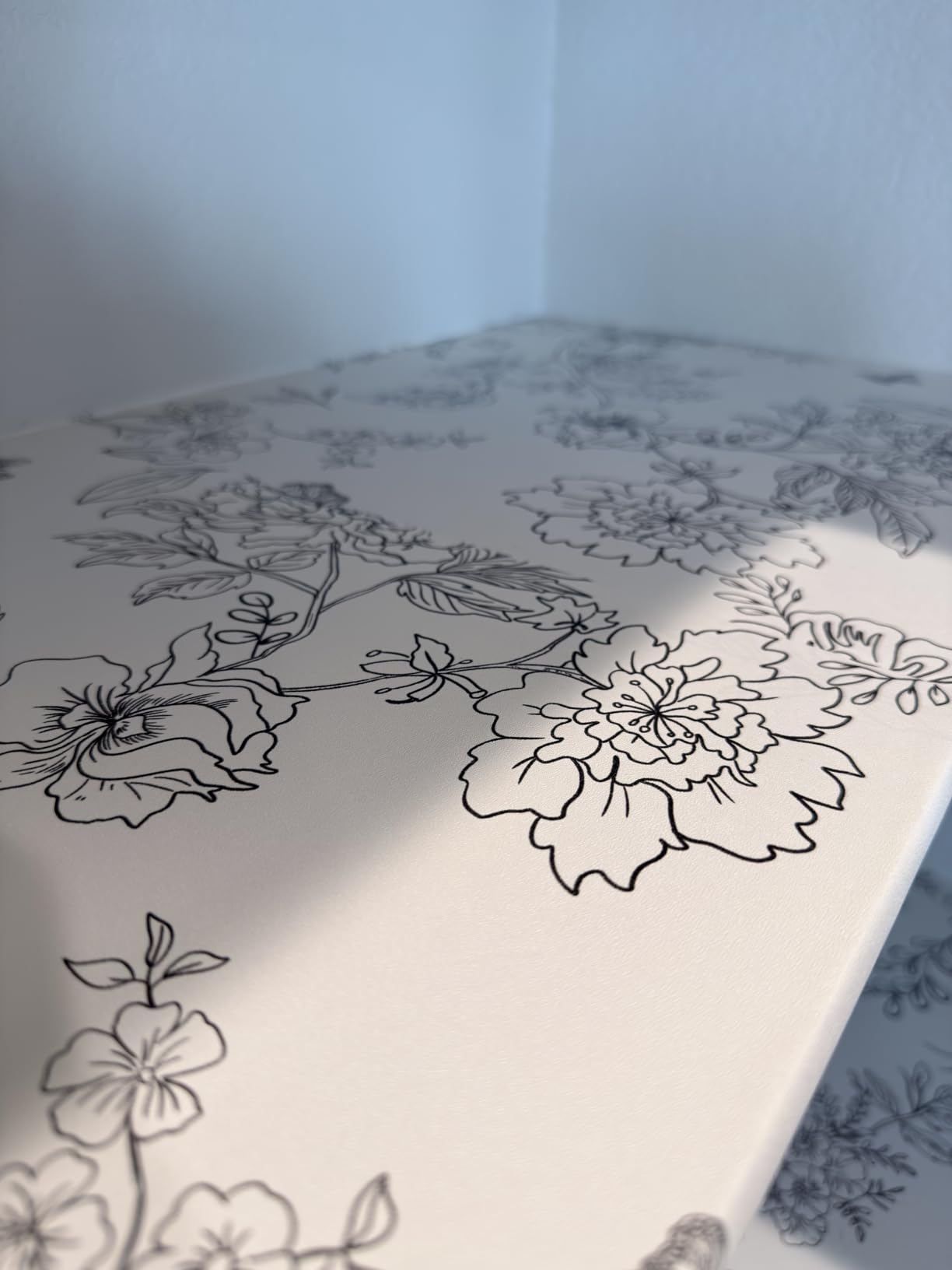 Froluya Dark Blue Peel and Stick Wallpaper Vintage Floral 17.7in×118.1in customer photo 2