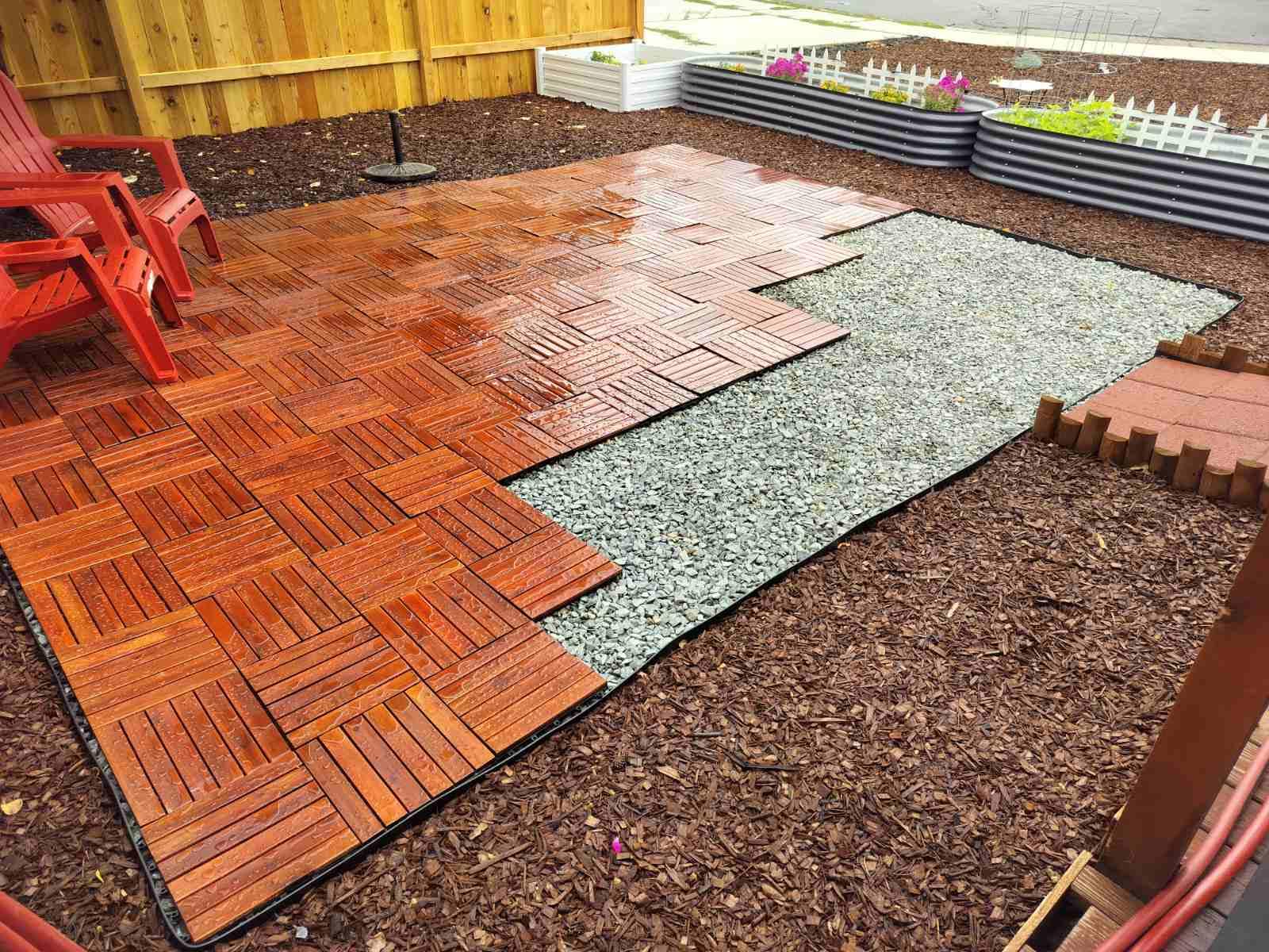 PrimeZone 27 PCS Solid Acacia Wood Interlocking Patio Deck Tiles Outdoor customer photo 2