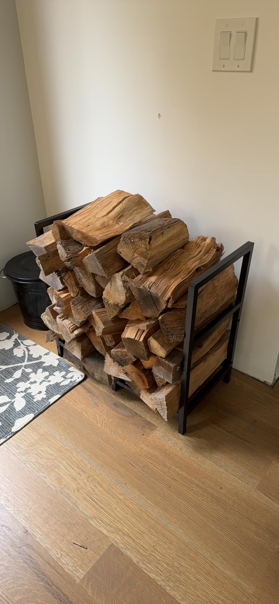 Dicasser Firewood Rack Outdoor and Indoor Firewood Storage, 24 INCH Double Coated Fire Wood Organizer, Waterproof Rustproof Stable Log Holder and Fireplace Decor, Black customer photo 2