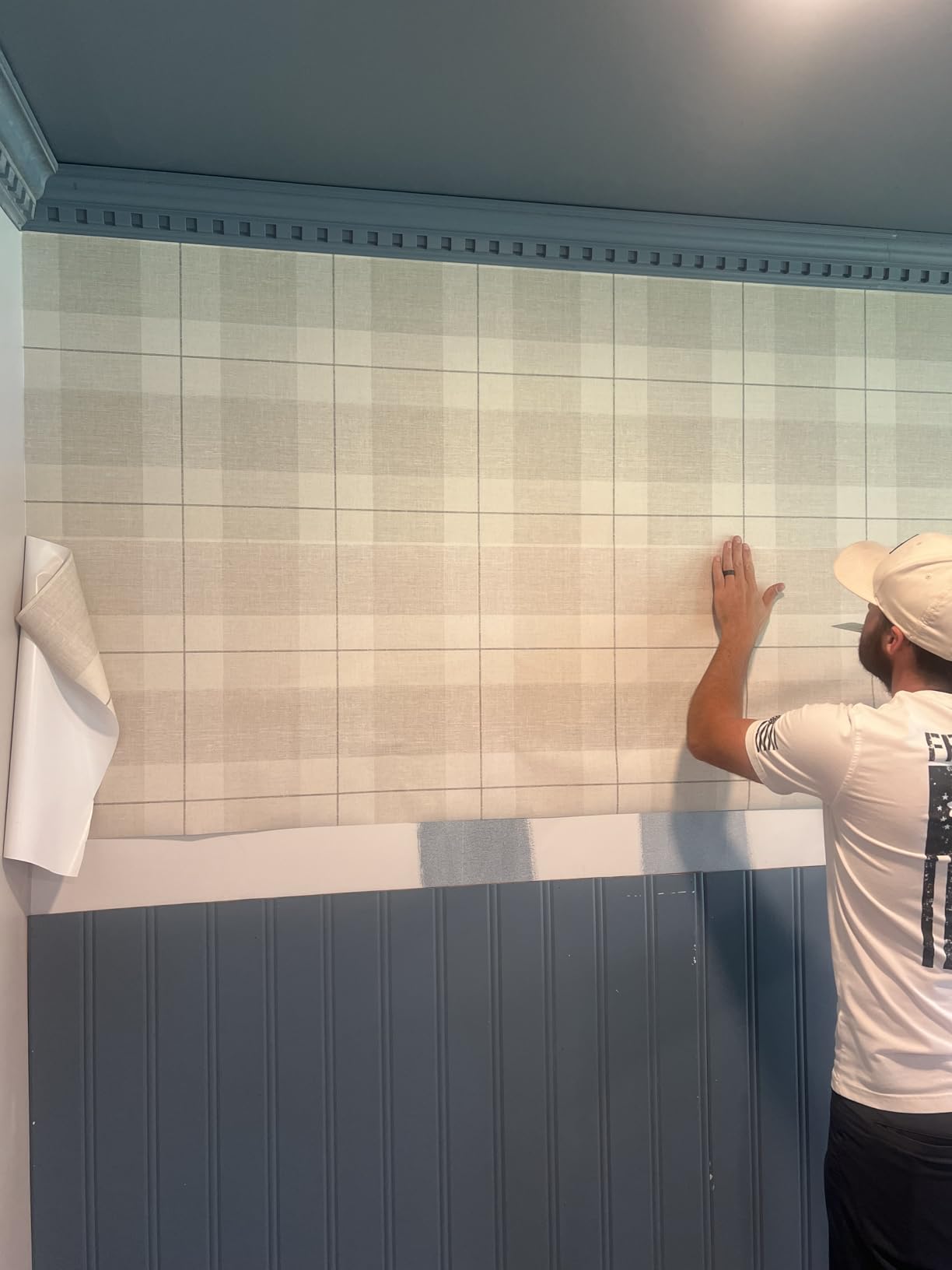 NextWall Lenox Hill Plaid Peel and Stick Wallpaper (Neutral) customer photo 1