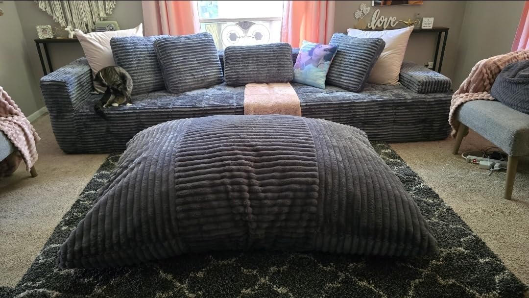 Hobestluk Adult Bean Bag Chair 3 in 1 Convertible Large Bean Bag Sofa customer photo 2
