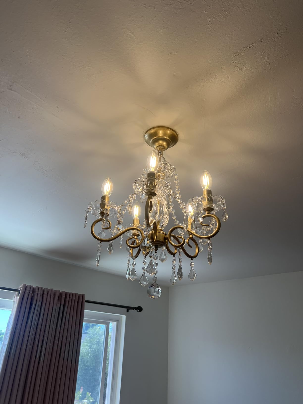 Crystal Chandelier, 5-Light Modern Chandelier for Dining Room Light Fixture, Nickel Finish Pendant Ceiling Light Fixture, Modern Candle Chandelier for Living Room Kitchen Island Entryway Bedroom customer photo 2