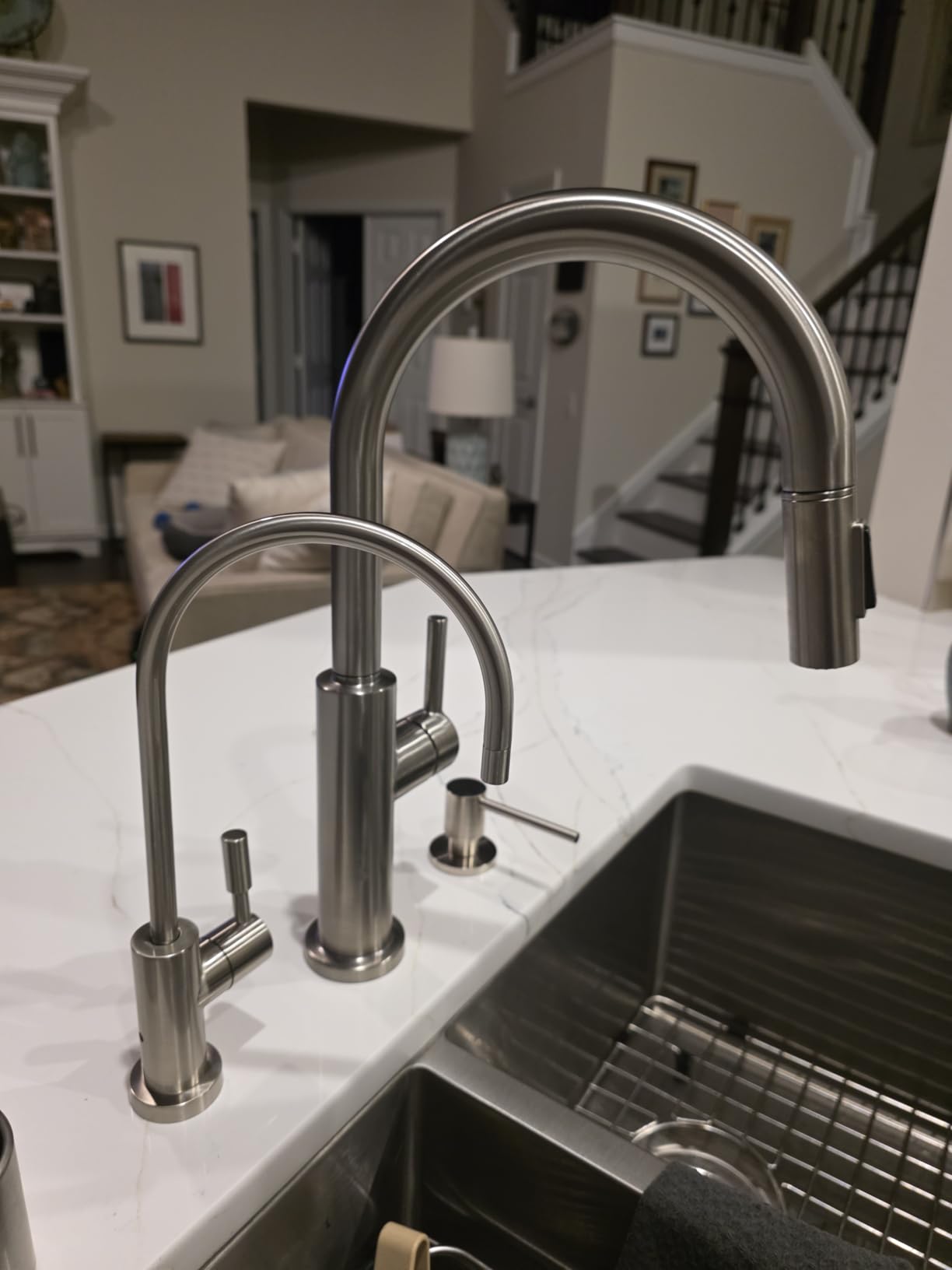 Delta Nicoli Matte Black Kitchen Faucet with Pull Down Sprayer, Bridge 3 Hole Modern Kitchen Sink Faucet, Two-Handle, Matte Black 19867LF-BL customer photo 2