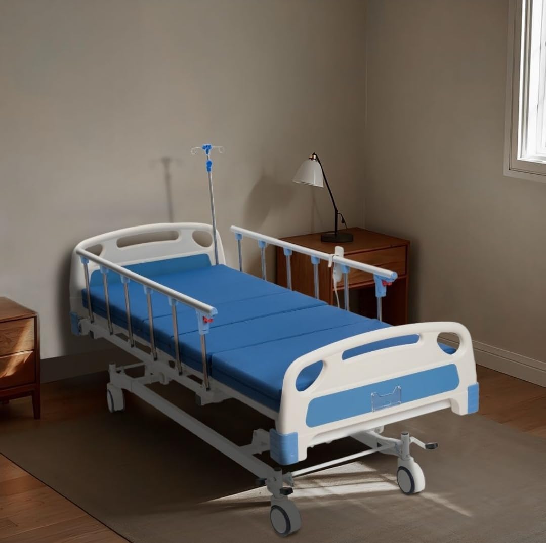 Real Relax Premium 3 Function Hospital Bed with Central Locking Casters | Full Electric Hospital Bed with 4” Foam Mattress, 5” Central Locking Casters, IV Pole, Height Adjustable, 530LBS Loading customer photo 2