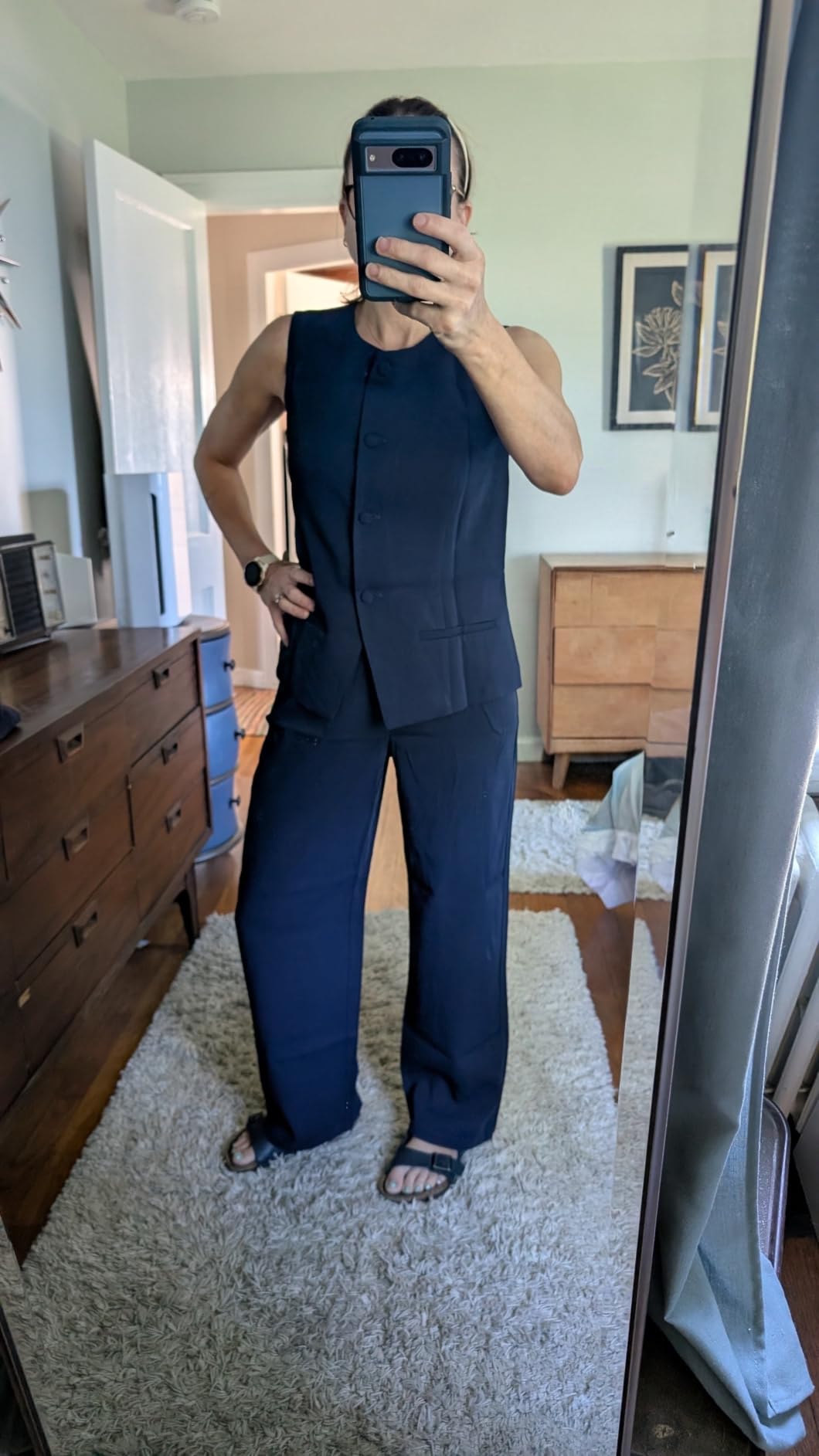 Casly Lamiit Women's 2 Piece Outfit Sleeveless Vest Set Blazer Pant Suit customer photo 2