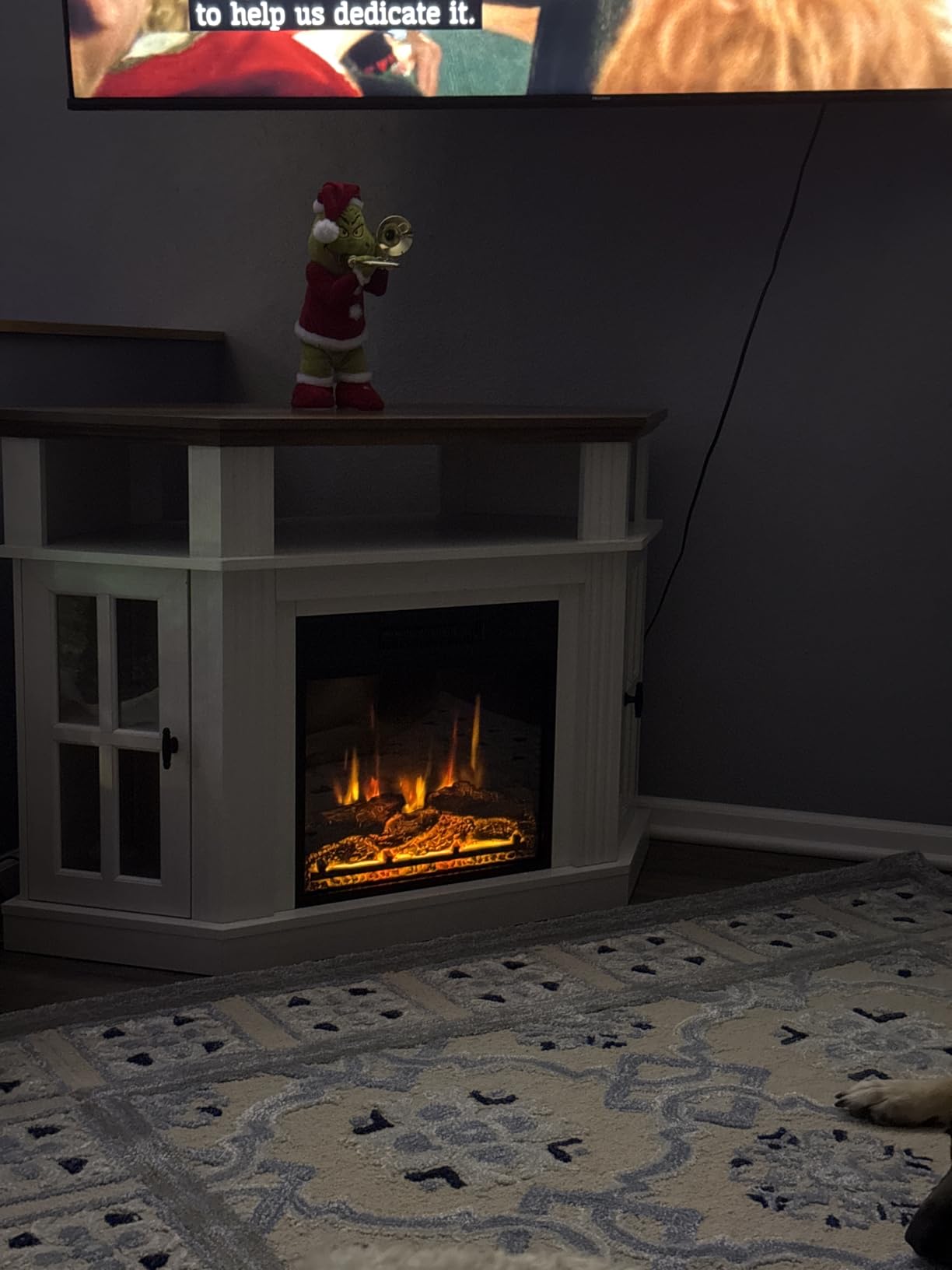 YESHOMY Corner Fireplace TV Stand for TVs up to 55
