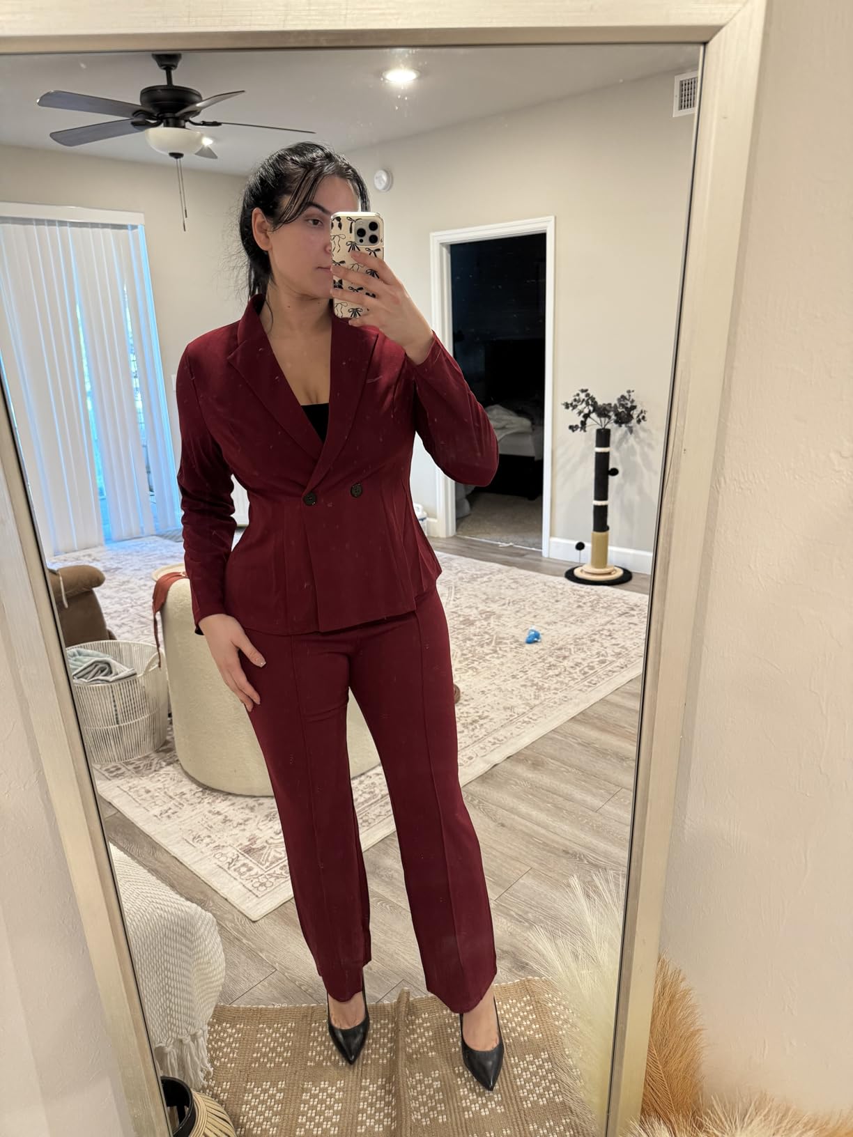 Kafiloe Women Double Breasted Blazer Pants Suit 2 Piece Outfits customer photo 2
