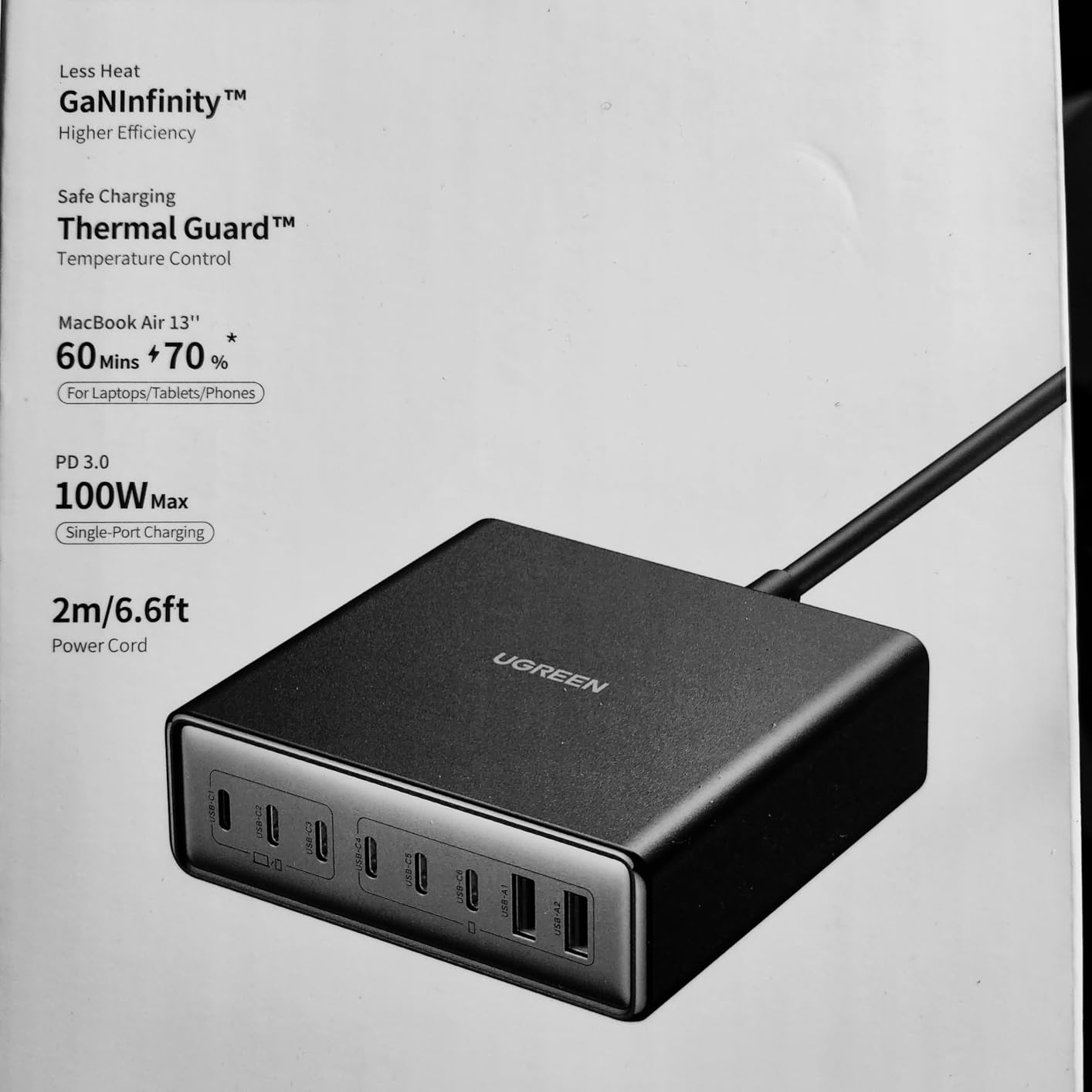 UGREEN Nexode 200W GaN USB C Charging Station, 8-Port Desktop Charger with PD 100W for MacBook Pro 16