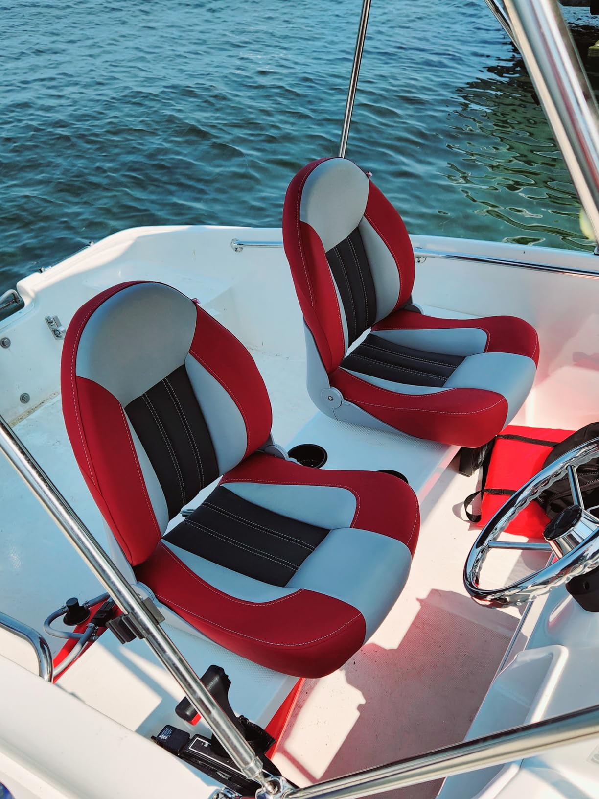Tempress ProBax Orthopedic Folding High Back Boat Seat (Gray/Red X/Carbon/Sterling) customer photo 1