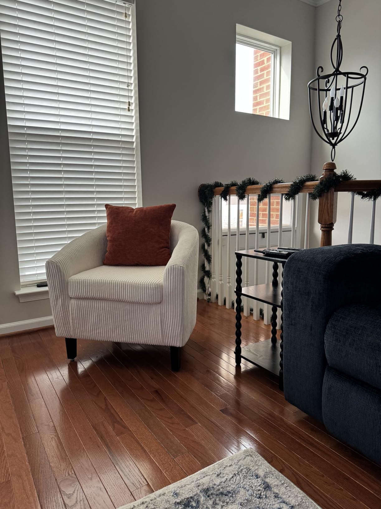 Yaheetech Accent Chairs, Corduroy Barrel Armchairs, Dark Green customer photo 1