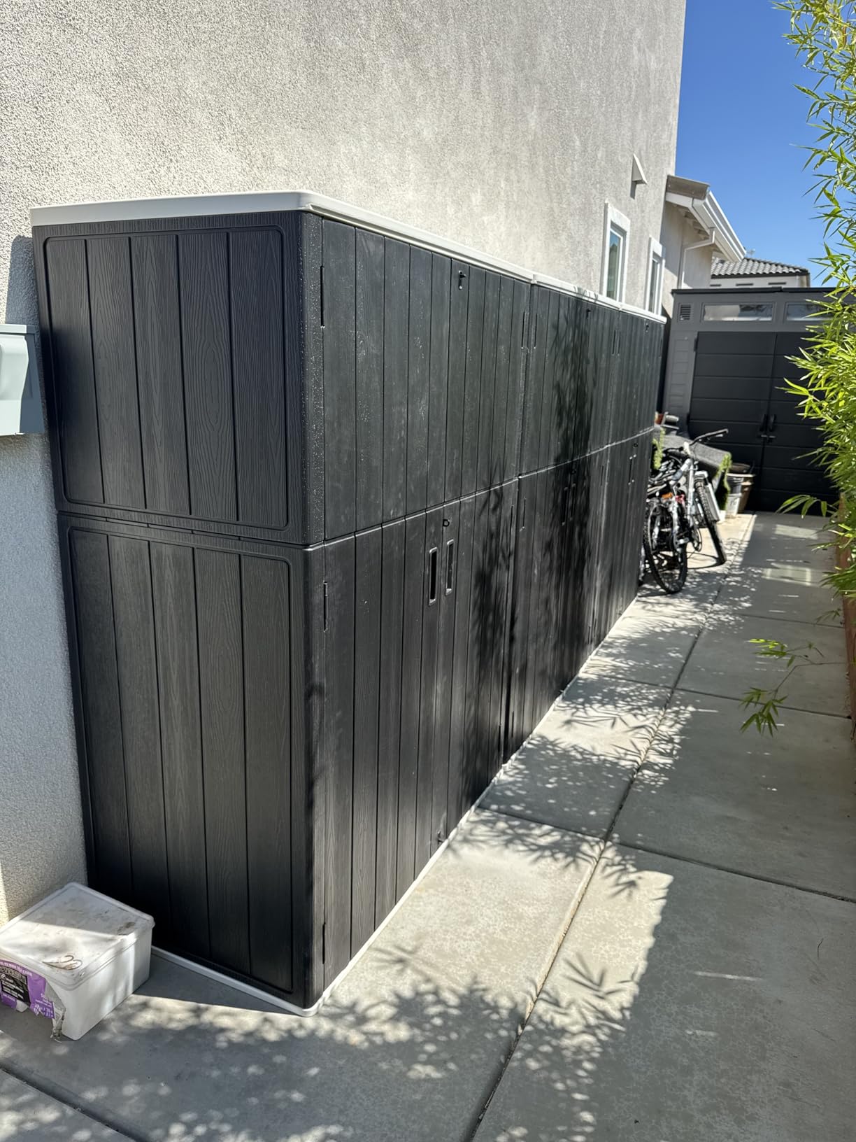 KINYING Outdoor Vertical Storage Shed,57 Cu.ft Outdoor Storage Cabinet Waterproof,Resin Sheds & Outdoor Storage Clearance for Garden,Patio,Backyard,Lockable (Brown) customer photo 2