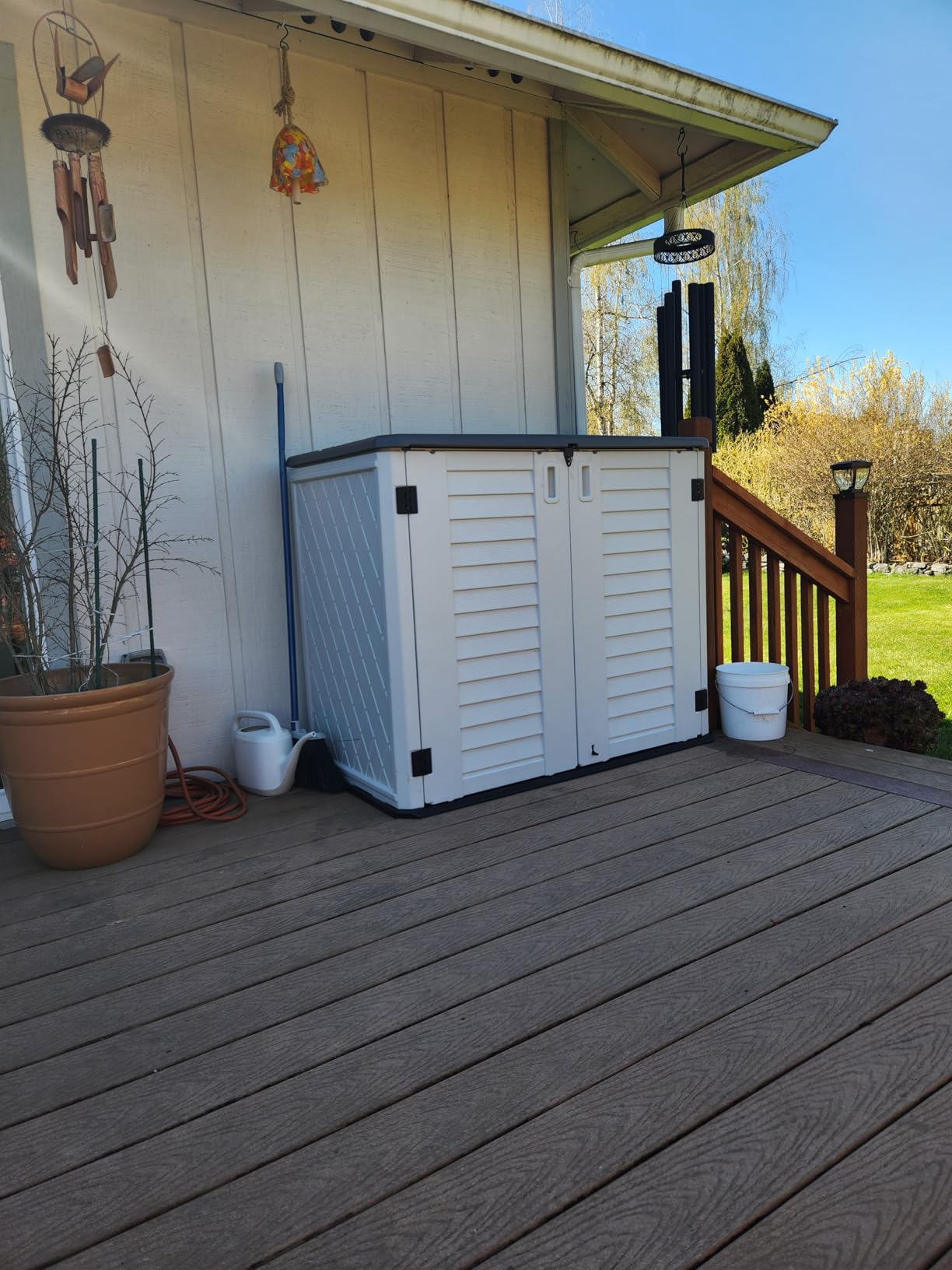 Mrosaa Vertical Outdoor Storage Cabinets,Plastic Sheds&Outdoor Storage with Floor,Outdoor Storage Box Waterproof/Lockable for Garage,Bike,Tools Storage Shed (57Cu.ft) customer photo 2