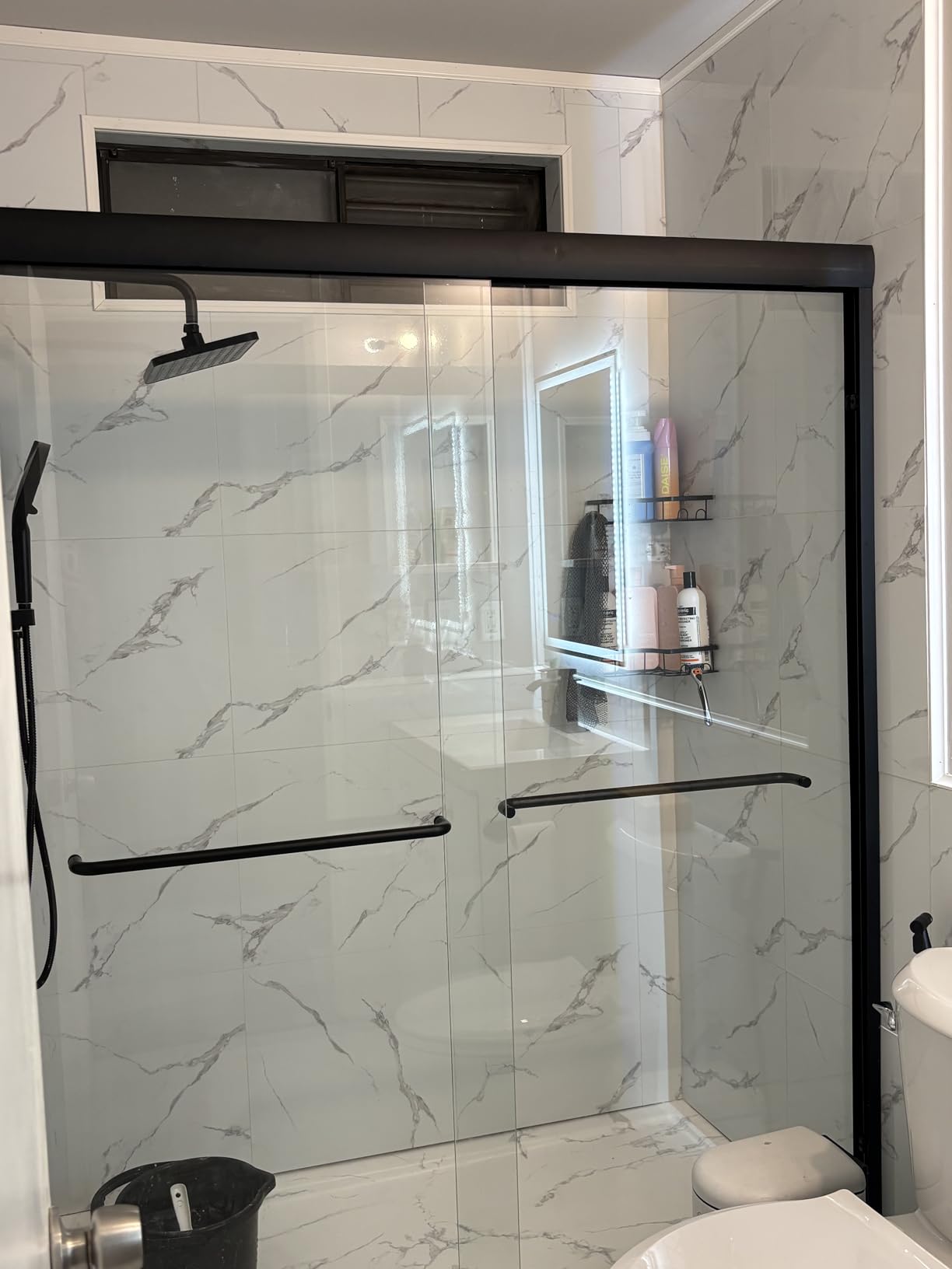 Semi-Frameless Sliding Shower Door W: 60 x H:72 Inches, Bathroom Sliding Door Easy to Install, 1/4 