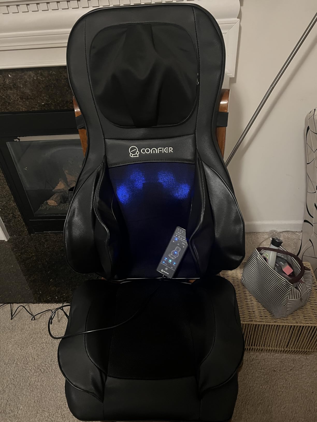 COMFIER Shiatsu Neck Back Massager with Heat,2D/3D Massage Chair Pad with App Control,Deep Tissue Kneading Massage Chair Pad with Compression,Adjustable Back Coverage,Black customer photo 2