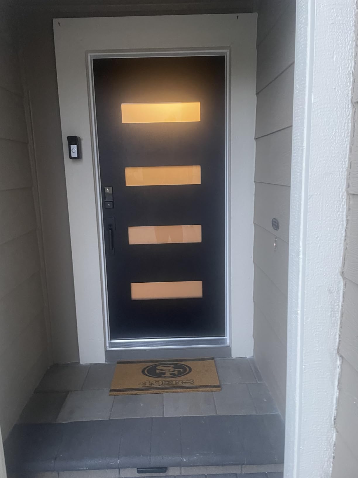 Fiberglass Entry Door 36x80'', French Exterior Door Right Hand Inswing Black Finished Frosted Glass Knock-Down Door, Vinyl Frame and Brickmould Included customer photo 2