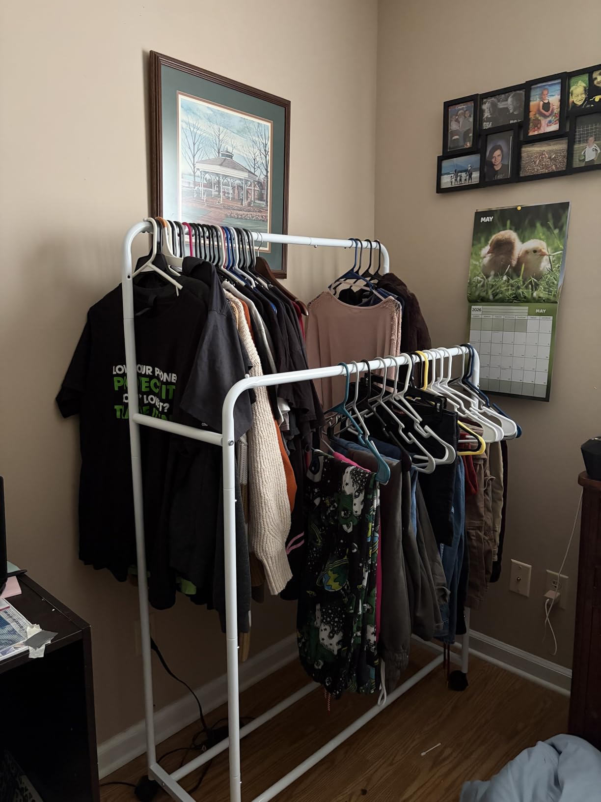 Simple Trending Clothing Clothes Rack, Double Rod Garment Rack, Black customer photo 1