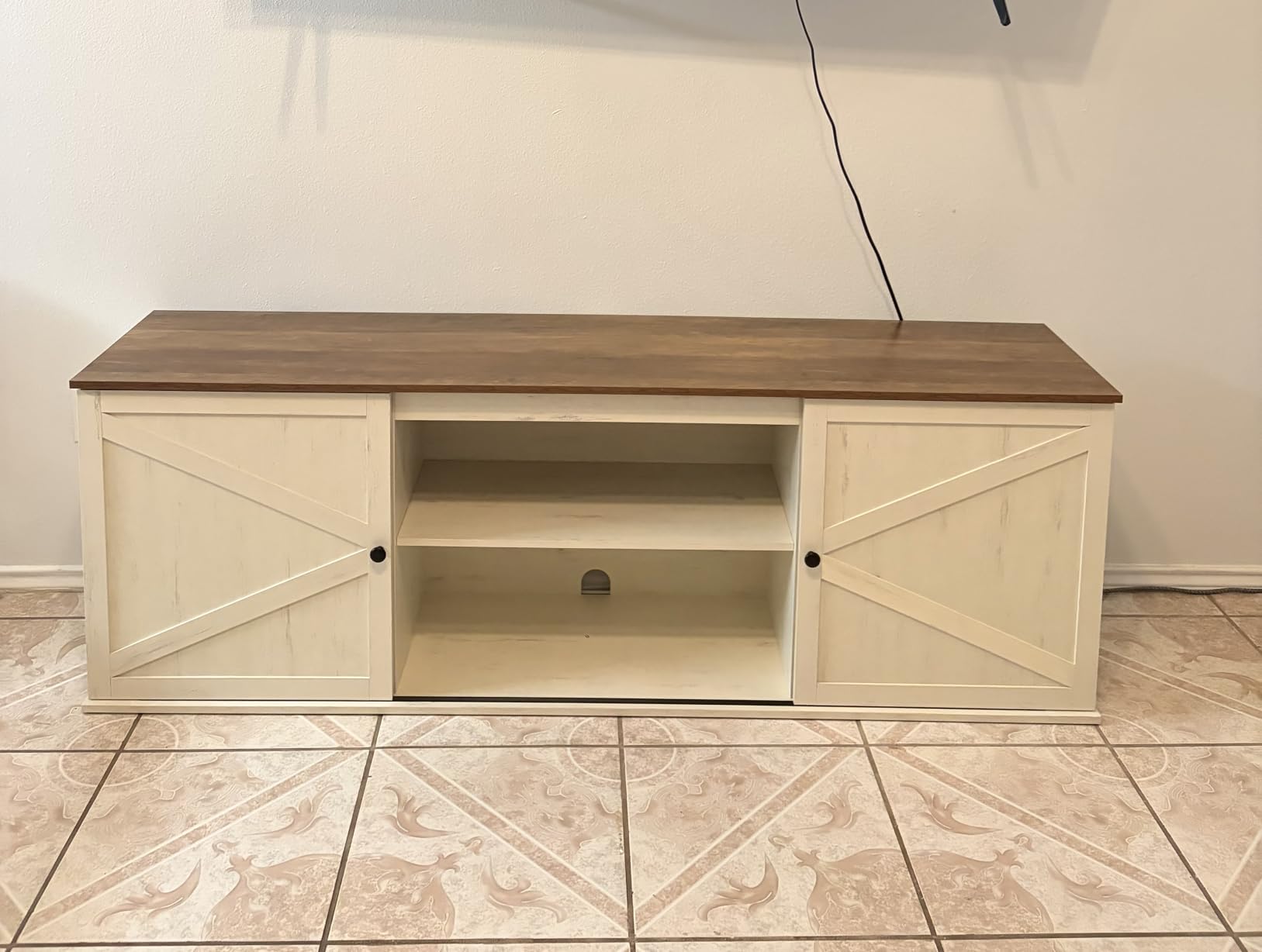 VASAGLE Farmhouse TV Stand for 65'' TV, Media Console, Sliding Barn Doors customer photo 2