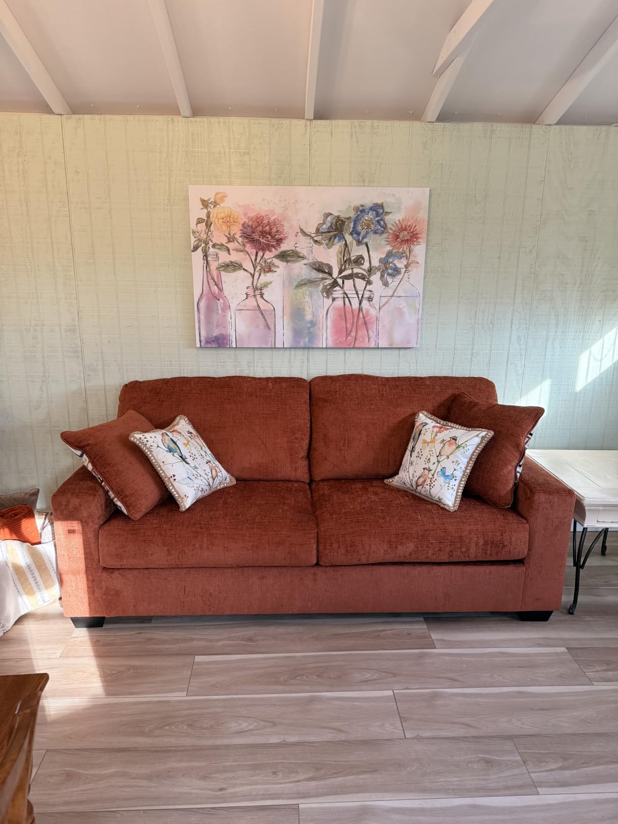 Signature Design by Ashley 85 in Chenille 3 Seater Track Arm Sofa, Stone customer photo 1