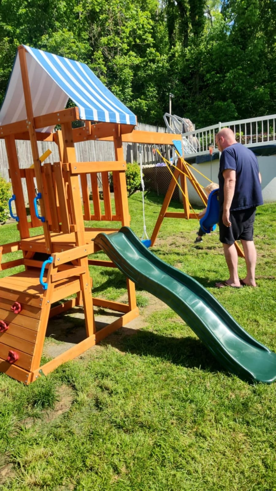 ROBUD Swing Sets for Backyard, Wooden Swing Set customer photo 2