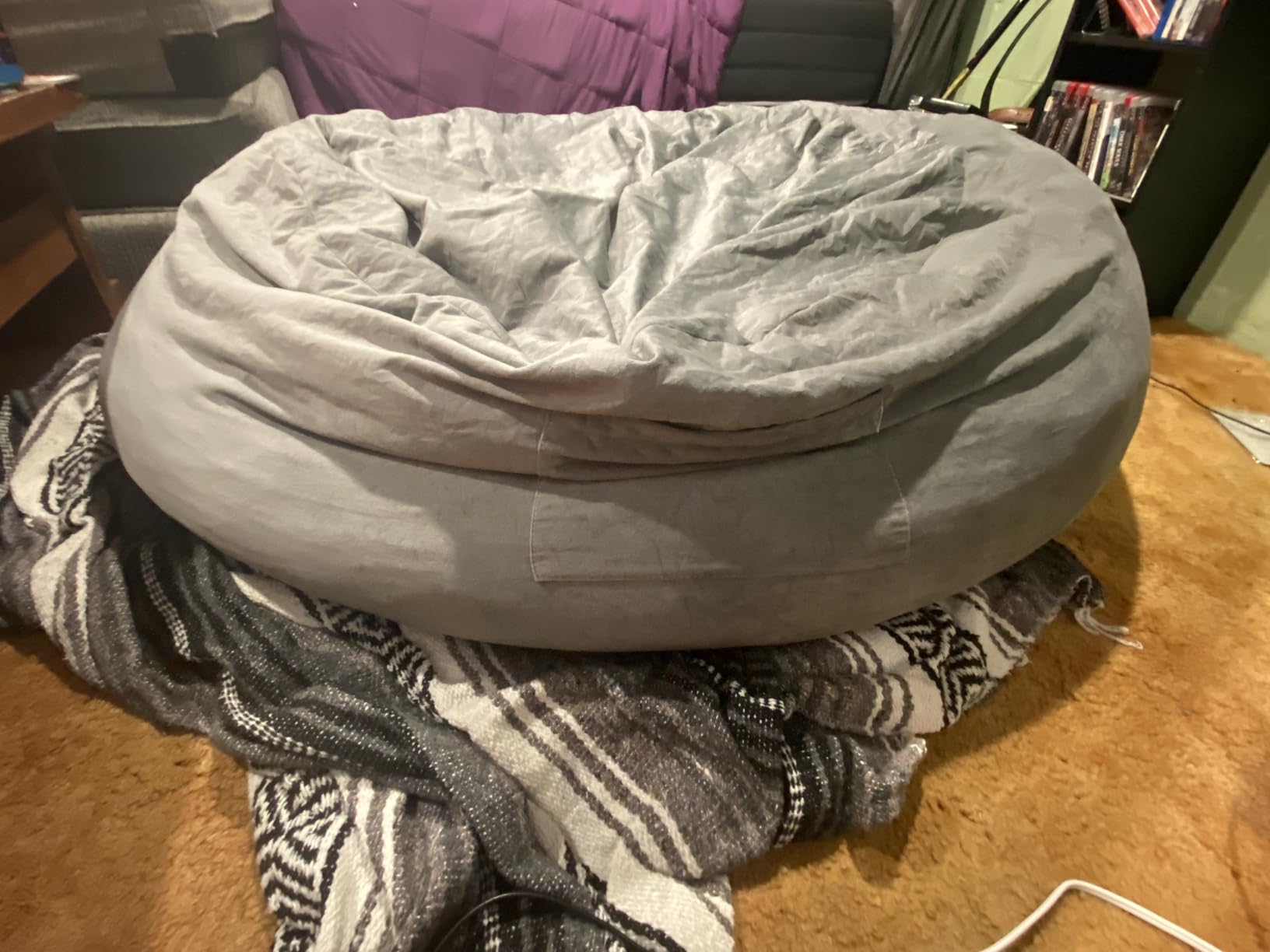 Kromax Bean Bag Chair with Filling Included, Large 4FT Comfy Bean Bag Chairs for Adults, Teens, Memory Foam, Machine Washable Thick Dutch Velvet Cover, for Living Room, Den, or Bedroom, Dark Grey customer photo 2