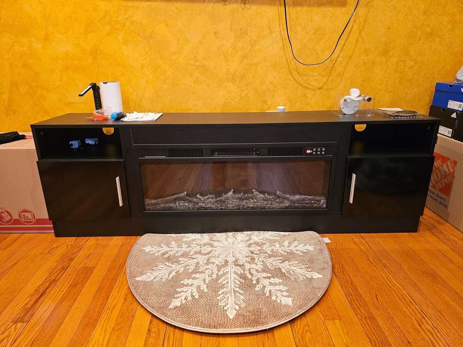 VITESSE 70”Fireplace TV Stand,Modern Entertainment Center Heating Fireplace customer photo 2
