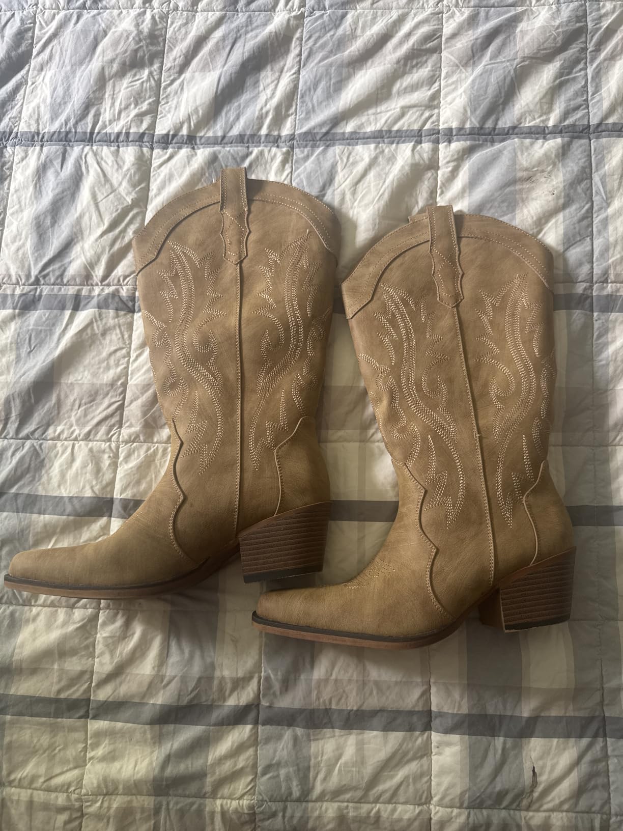IUV Cowboy Boots For Women Western Cowgirl Boots Mid Calf Snip Toe customer photo 1