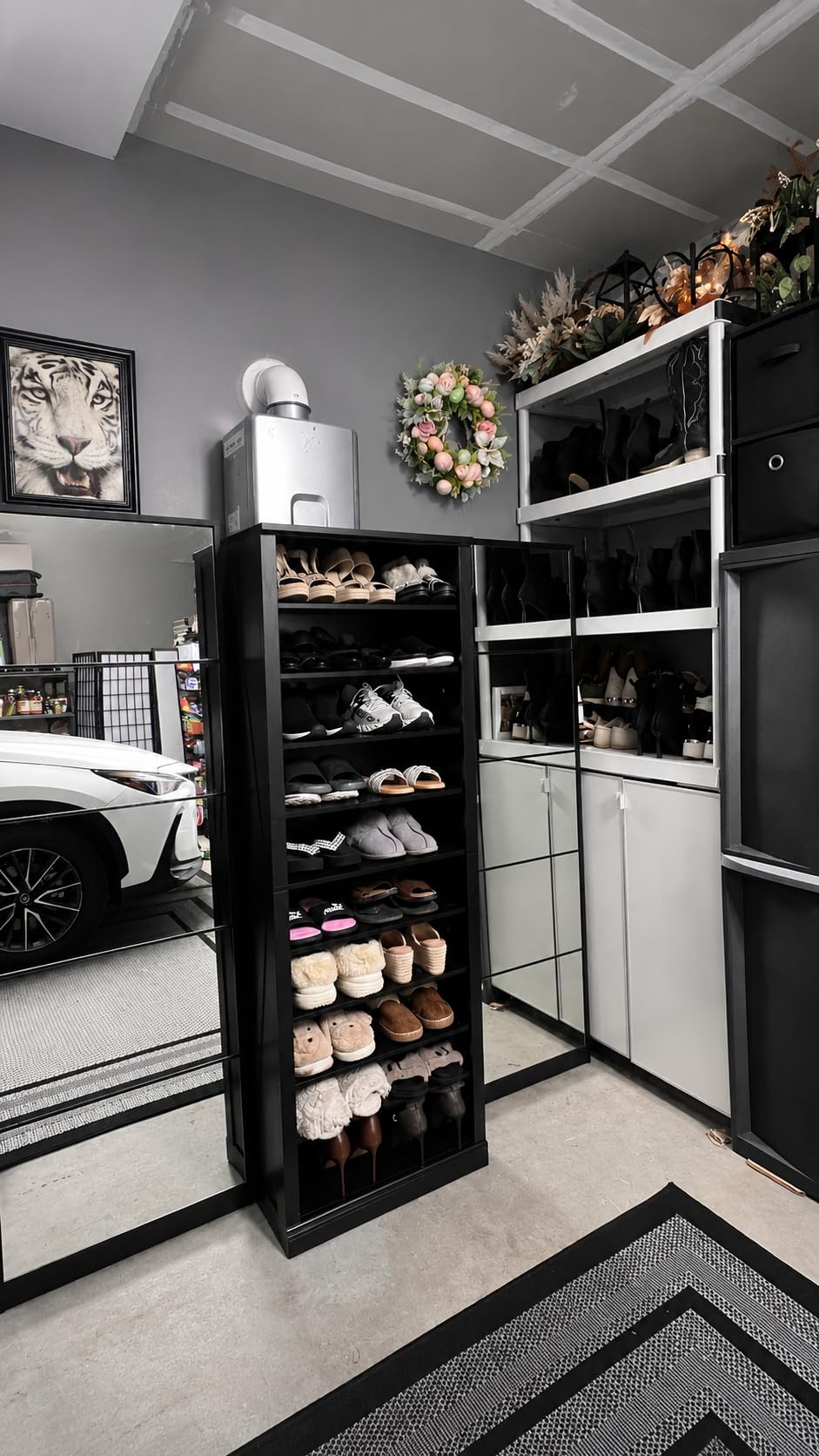 Mirrored Shoe Storage Cabinet with 5 Flip Drawers, 30 Pairs customer photo 1