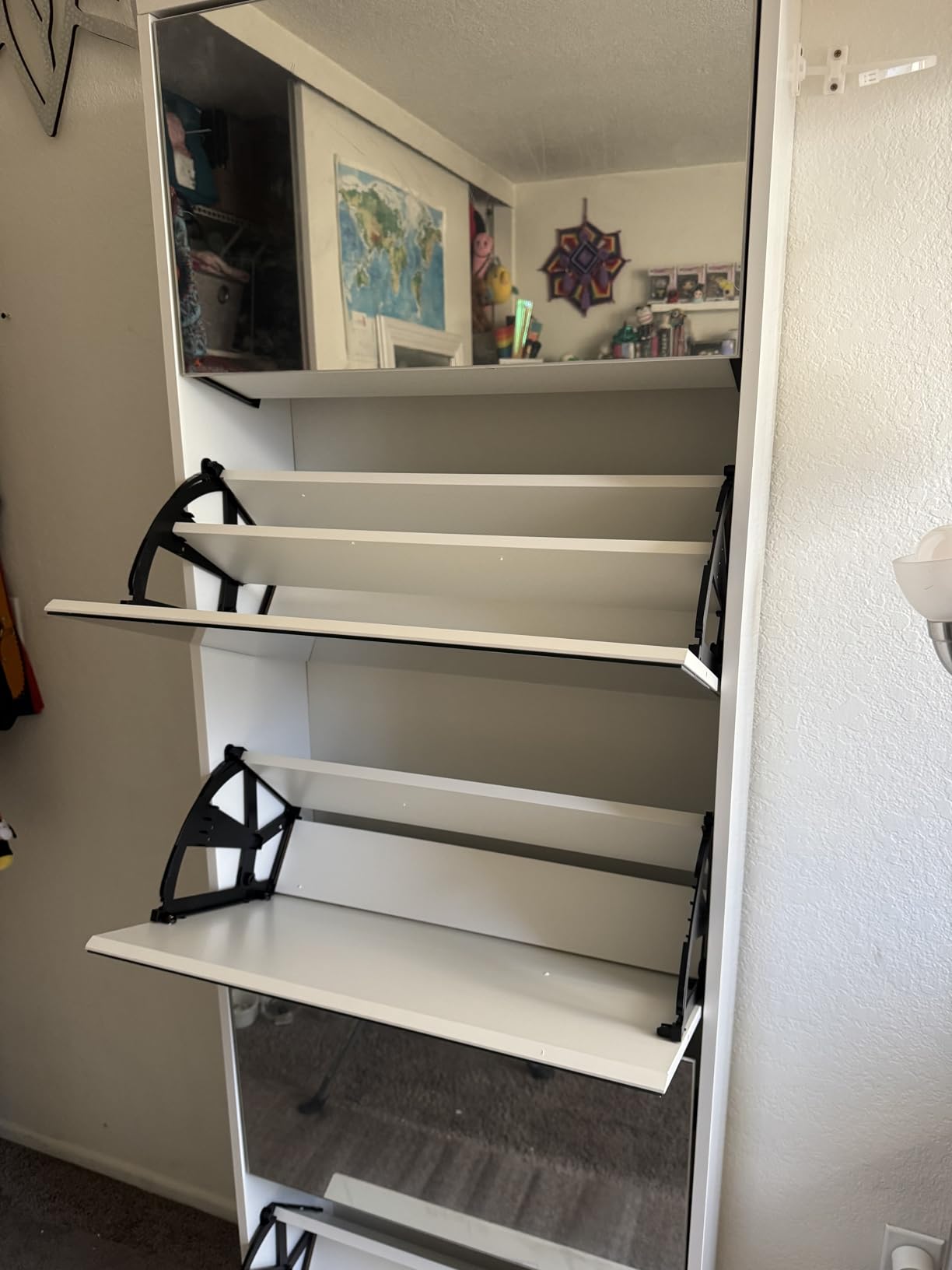 Mirrored Shoe Storage Cabinet with 5 Flip Drawers, 30 Pairs customer photo 2