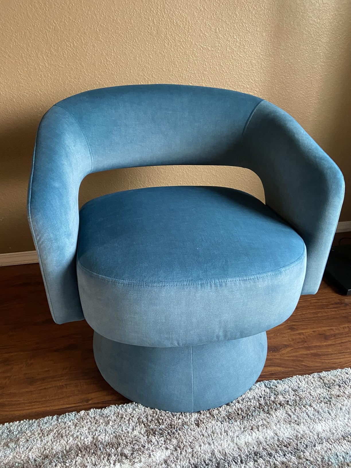 Lexicon Swivel Accent Chair, Modern Velvet Round Barrel Chair, Taupe customer photo 2