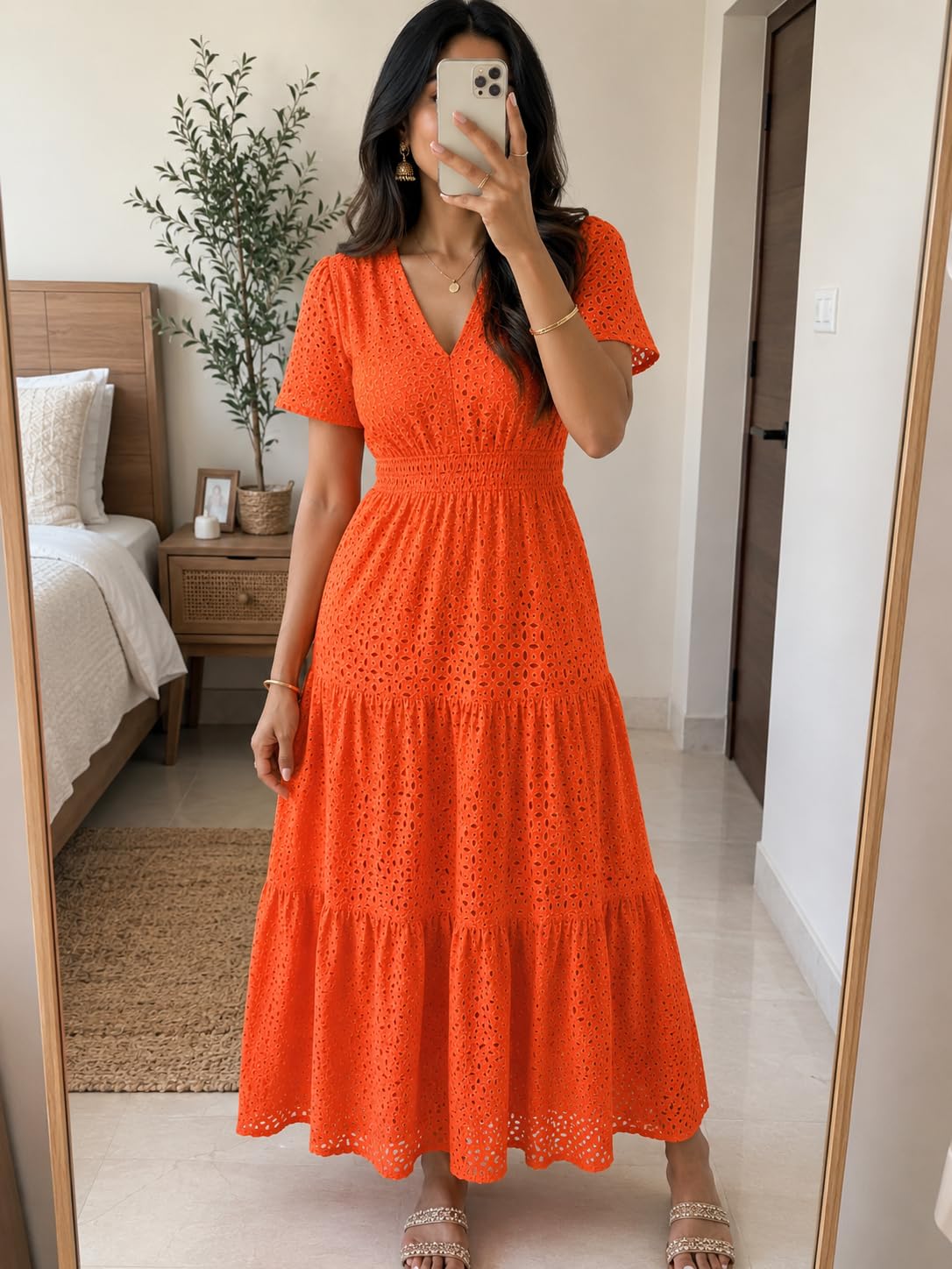 PRETTYGARDEN Women's Summer Hollow Out Eyelet Maxi Dress customer photo 2