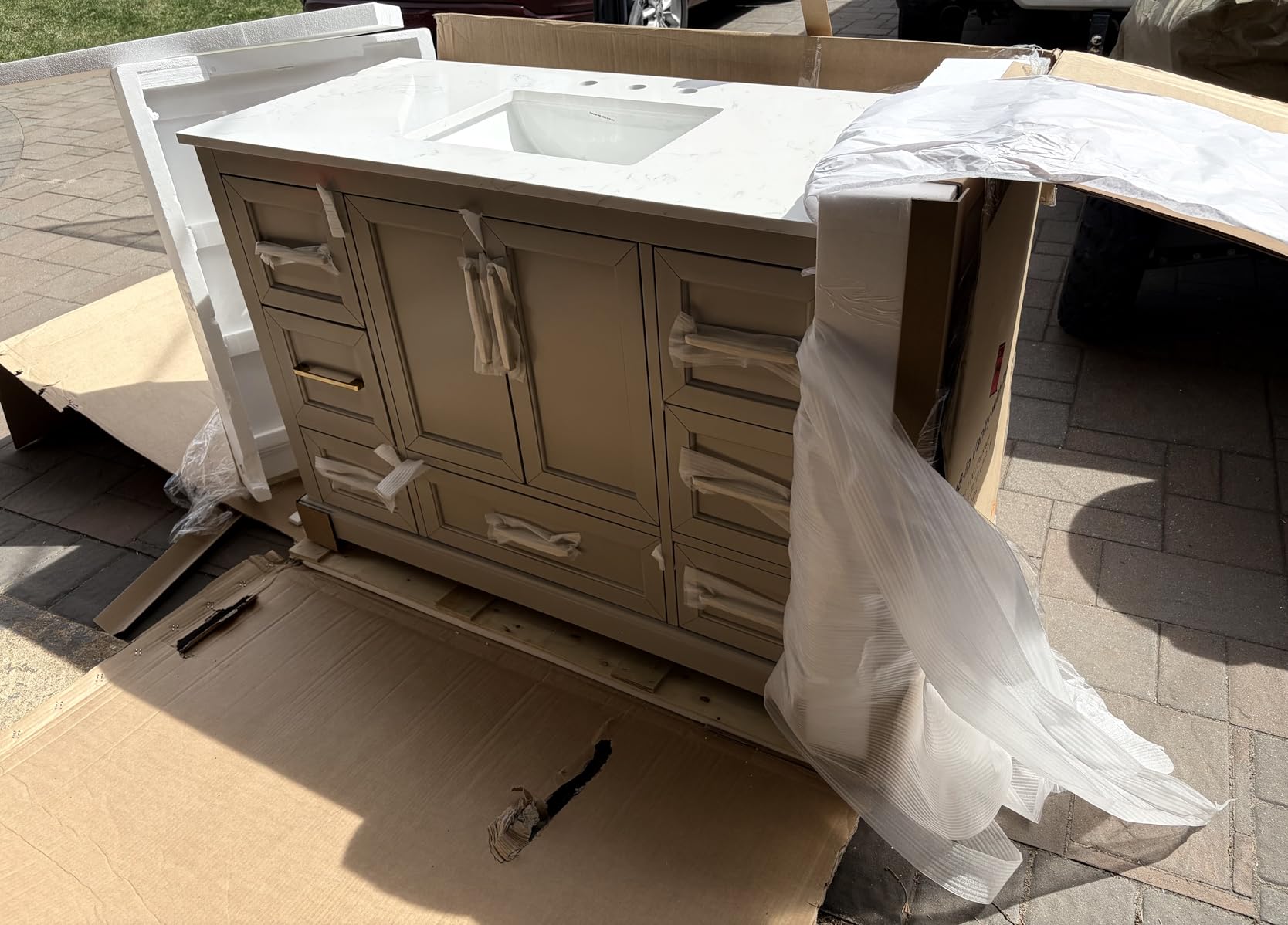 48 Inch Bathroom Vanity with Sink Combo, Greige customer photo 2